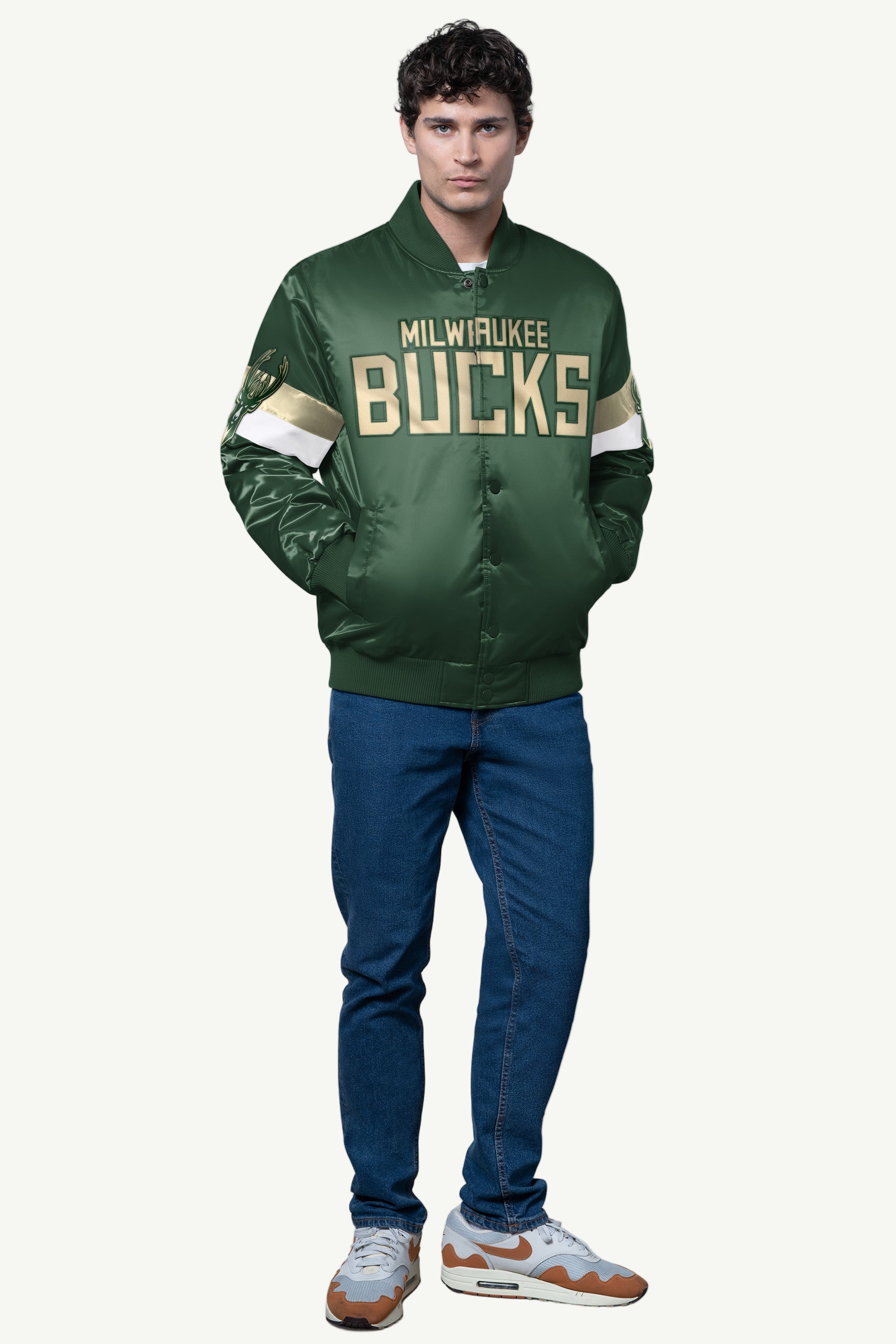 MENS MILWAUKEE BUCKS TRIPLE OPTION SATIN VARSITY JACKET View 2 | Men's Jackets MENS MILWAUKEE BUCKS TRIPLE OPTION SATIN VARSITY JACKET View 2 | Men's Jackets