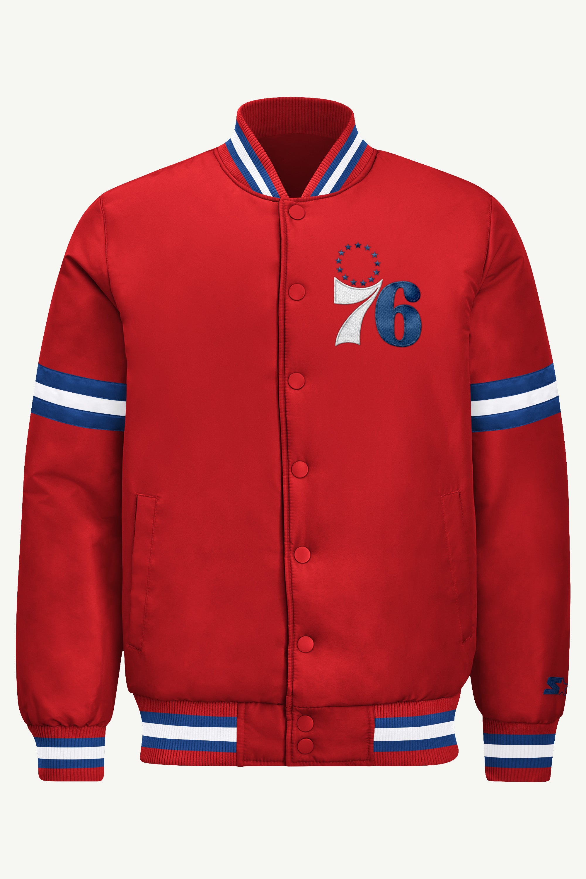 MENS PHILADELPHIA 76ERS COURTSIDE VARSITY JACKET View 2 MENS PHILADELPHIA 76ERS COURTSIDE VARSITY JACKET View 2