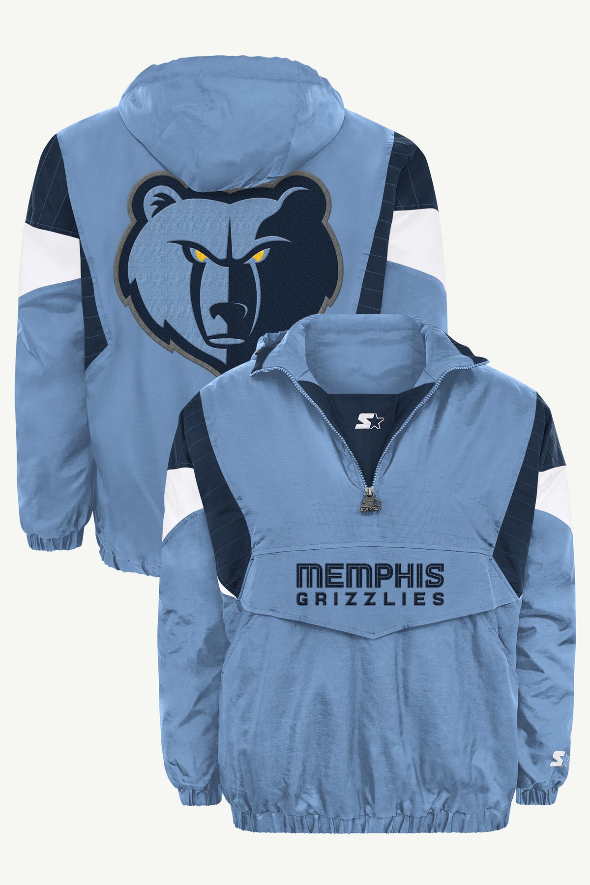 MENS MEMPHIS GRIZZLIES JACKET THROWBACK HALF ZIP HOODED JACKET View 1 MENS MEMPHIS GRIZZLIES JACKET THROWBACK HALF ZIP HOODED JACKET View 1