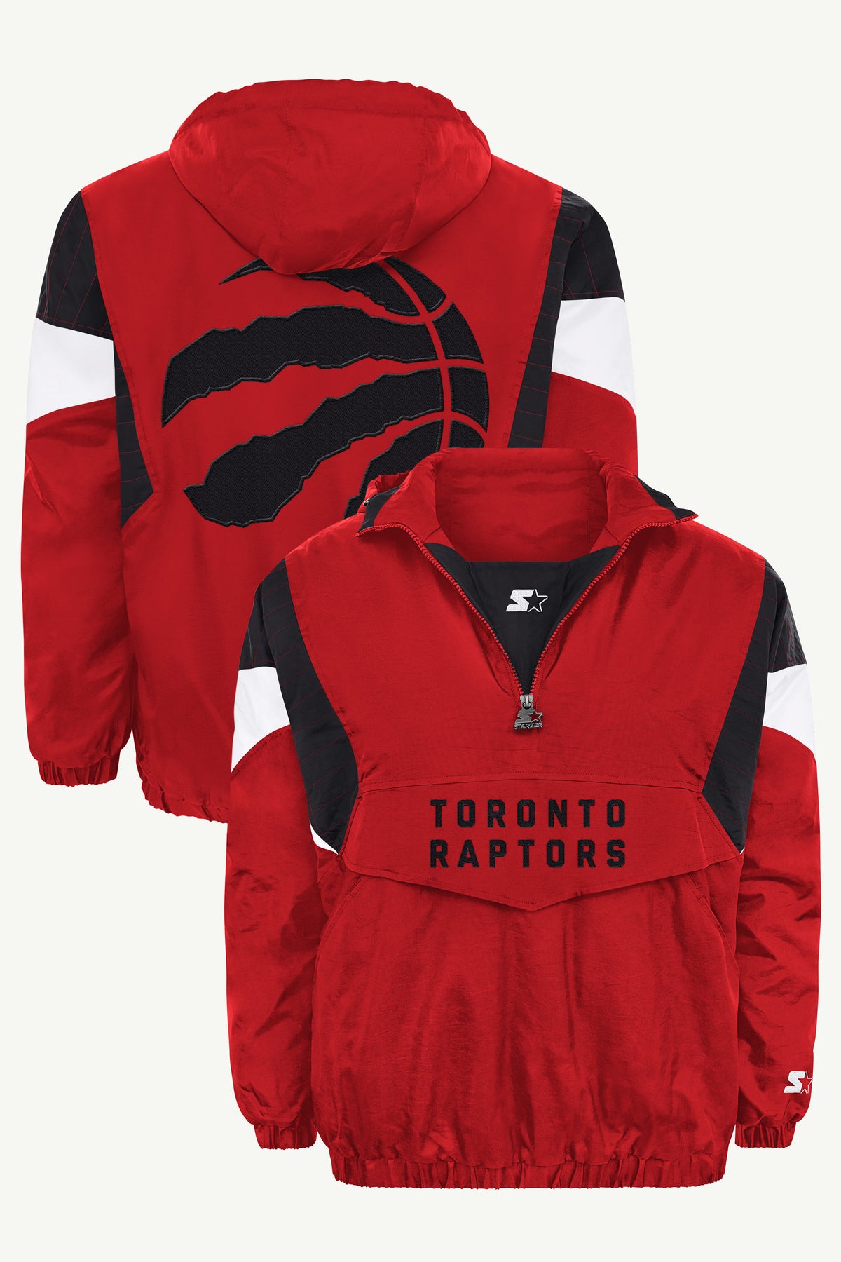 MENS TORONTO RAPTORS THROWBACK HALF ZIP HOODED JACKET View 1 MENS TORONTO RAPTORS THROWBACK HALF ZIP HOODED JACKET View 1