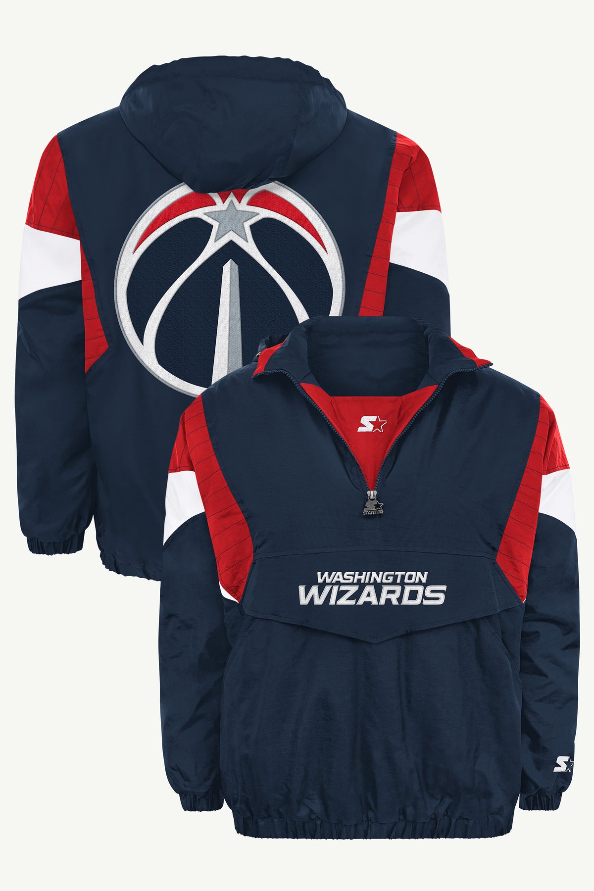 MENS WASHINGTON WIZARDS THROWBACK HALF ZIP HOODED JACKET View 1 MENS WASHINGTON WIZARDS THROWBACK HALF ZIP HOODED JACKET View 1