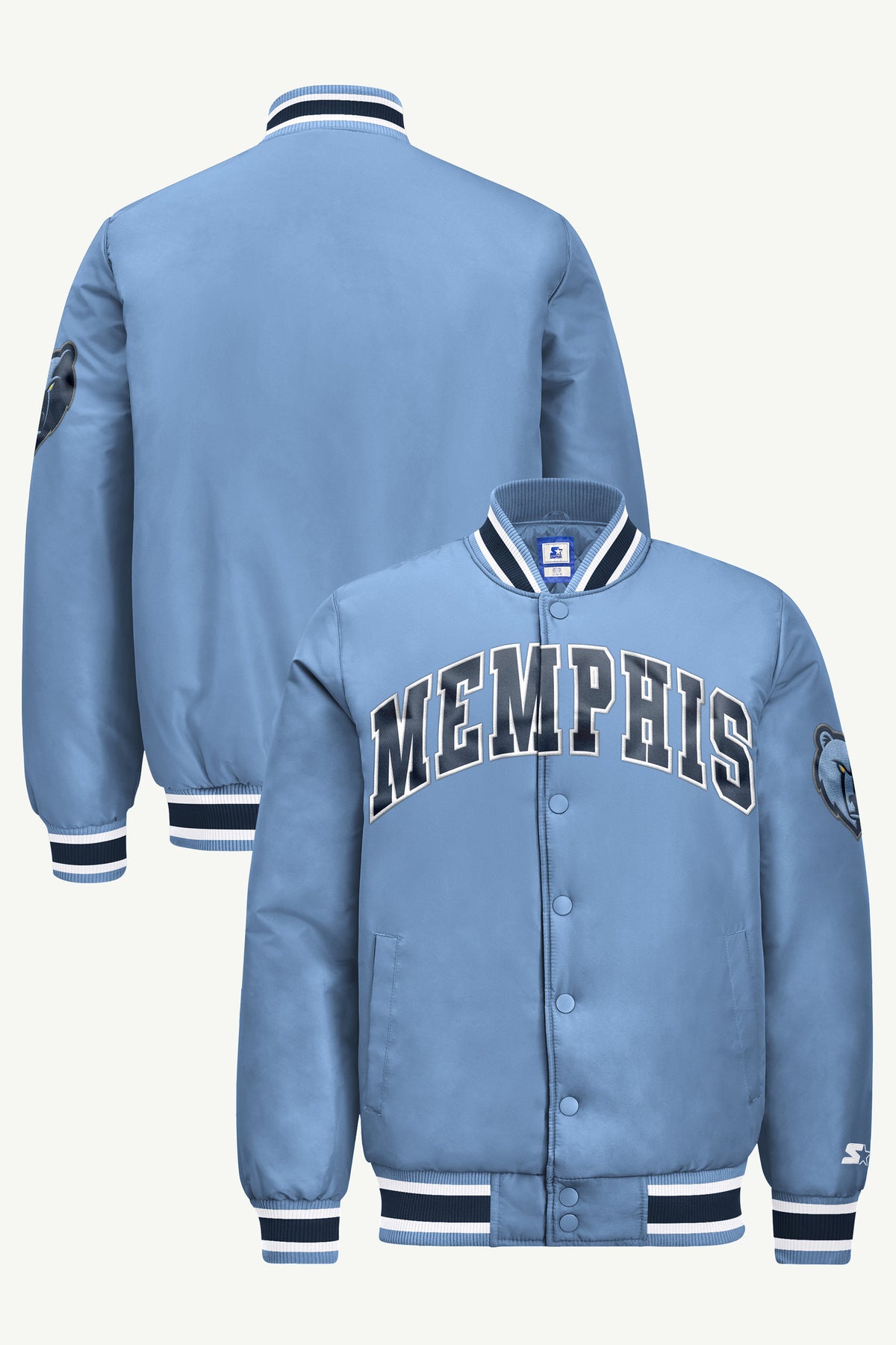 MENS MEMPHIS GRIZZLIES ACROSS SATIN VARSITY JACKET View 1 MENS MEMPHIS GRIZZLIES ACROSS SATIN VARSITY JACKET View 1