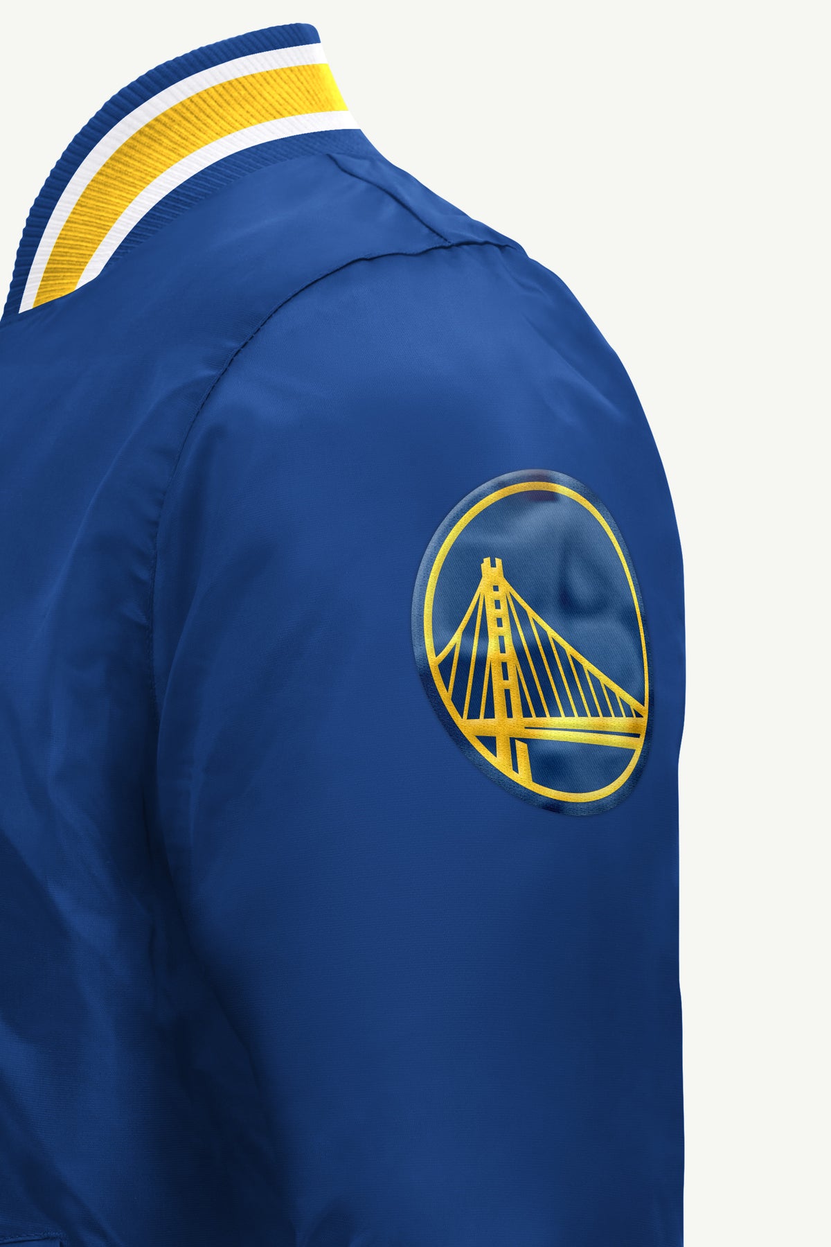 MENS GOLDEN STATE WARRIORS ACROSS SATIN VARSITY JACKET View 4 MENS GOLDEN STATE WARRIORS ACROSS SATIN VARSITY JACKET View 4