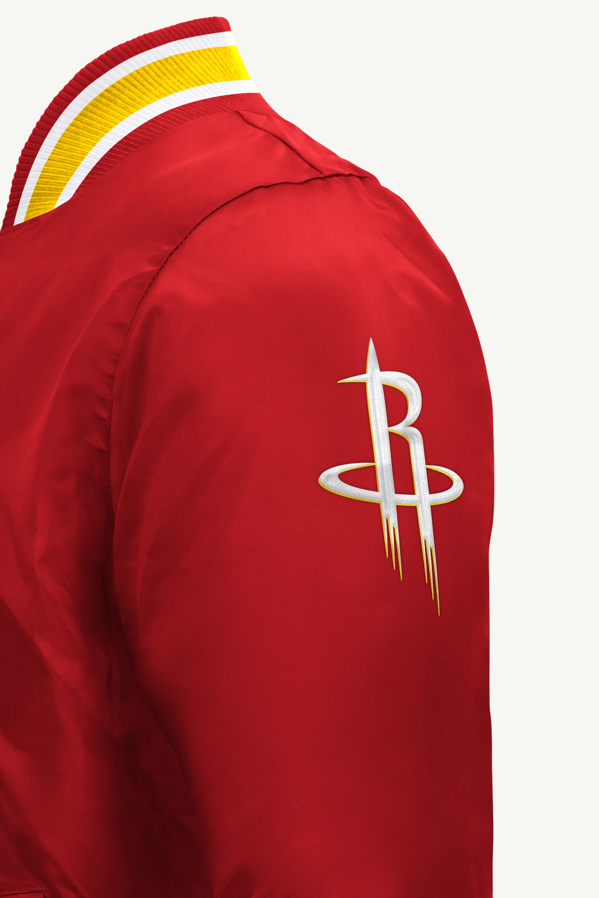 MENS HOUSTON ROCKETS ACROSS SATIN VARSITY JACKET View 4 MENS HOUSTON ROCKETS ACROSS SATIN VARSITY JACKET View 4