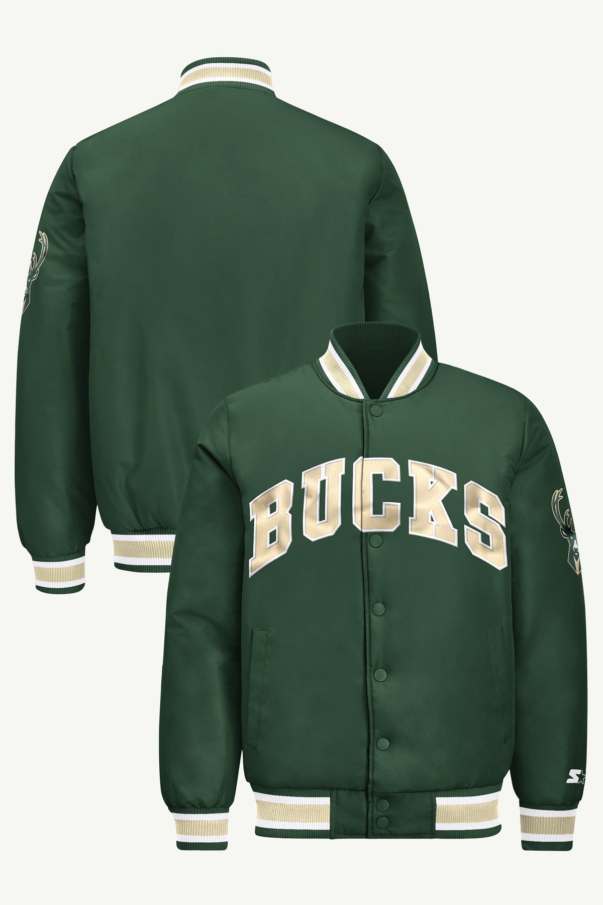 MENS MILWAUKEE BUCKS ACROSS SATIN VARSITY JACKET View 1 | Men's Starter Jackets MENS MILWAUKEE BUCKS ACROSS SATIN VARSITY JACKET View 1 | Men's Starter Jackets