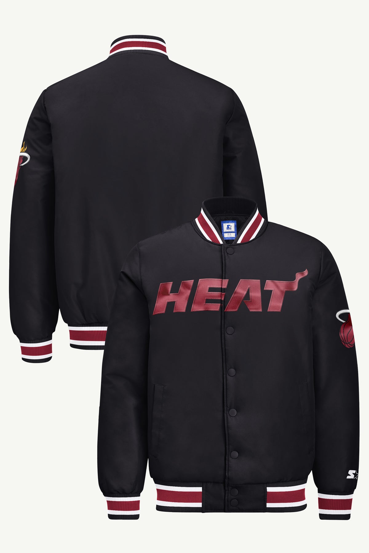 MENS MIAMI HEAT ACROSS SATIN VARSITY JACKET View 1 | Miami Heat MENS MIAMI HEAT ACROSS SATIN VARSITY JACKET View 1 | Miami Heat