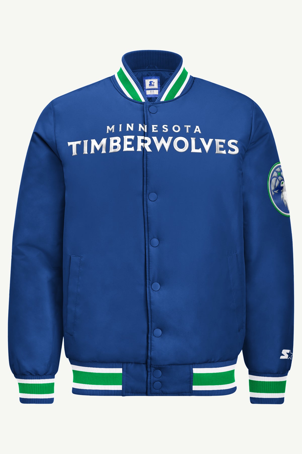 MENS MINNESOTA TIMBERWOLVES ACROSS SATIN VARSITY JACKET View 2 MENS MINNESOTA TIMBERWOLVES ACROSS SATIN VARSITY JACKET View 2