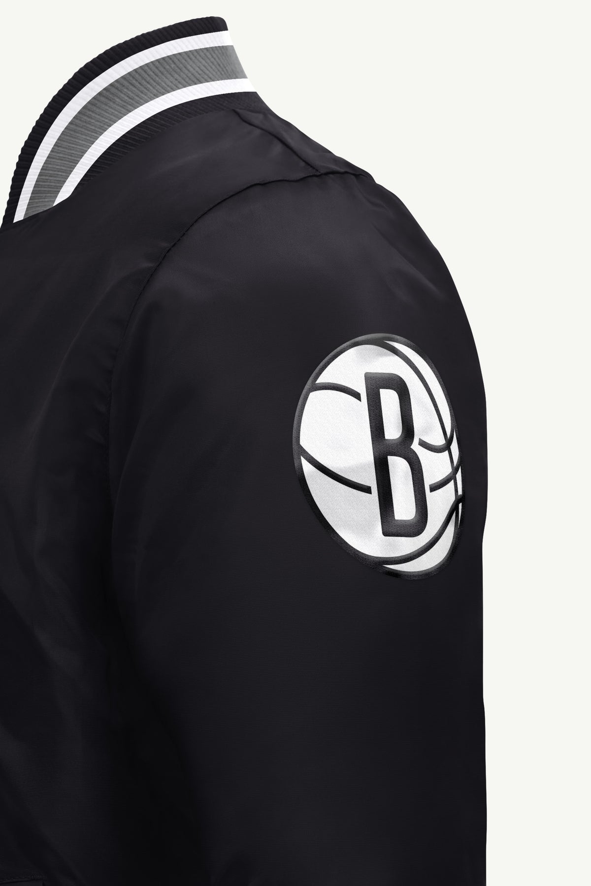 MENS BROOKLYN NETS ACROSS SATIN VARSITY JACKET View 4 MENS BROOKLYN NETS ACROSS SATIN VARSITY JACKET View 4