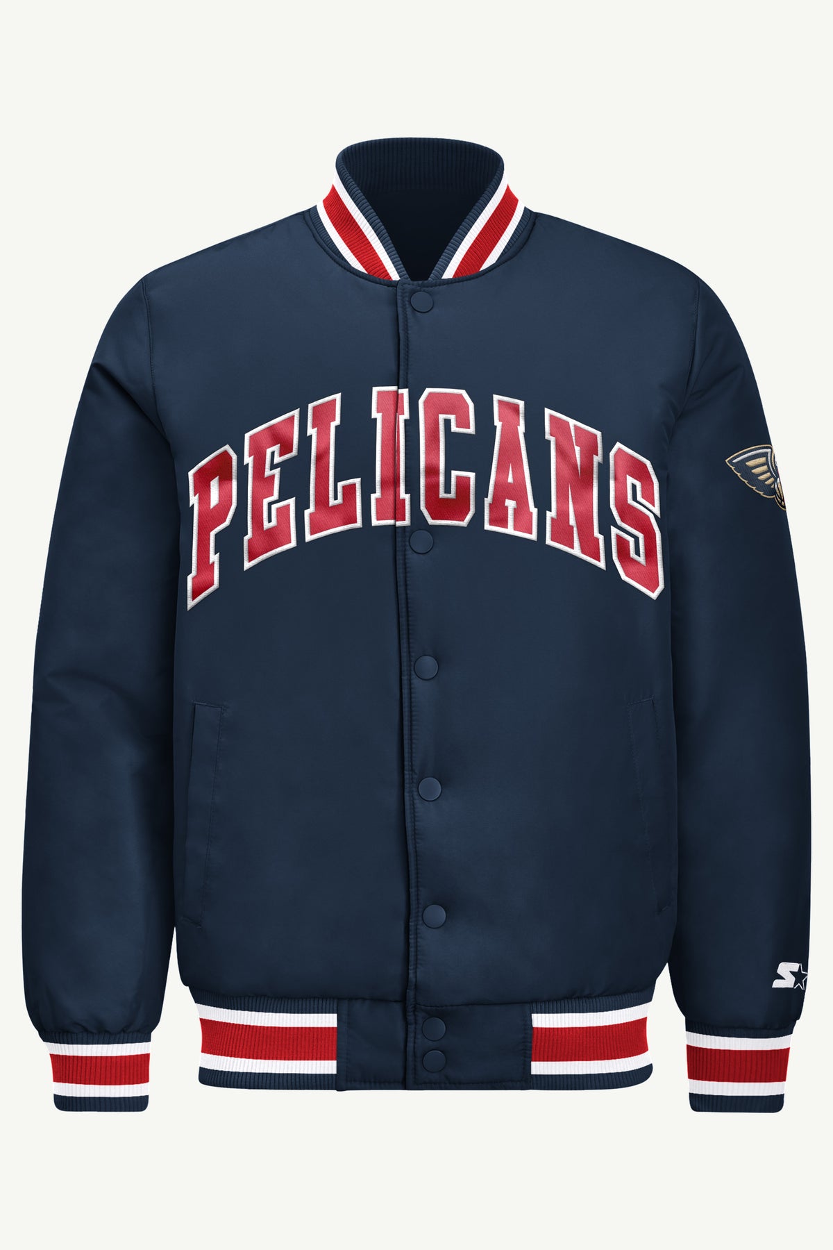 MENS NEW ORLEANS PELICANS ACROSS SATIN VARSITY JACKET View 2 | Men's Starter Jackets MENS NEW ORLEANS PELICANS ACROSS SATIN VARSITY JACKET View 2 | Men's Starter Jackets