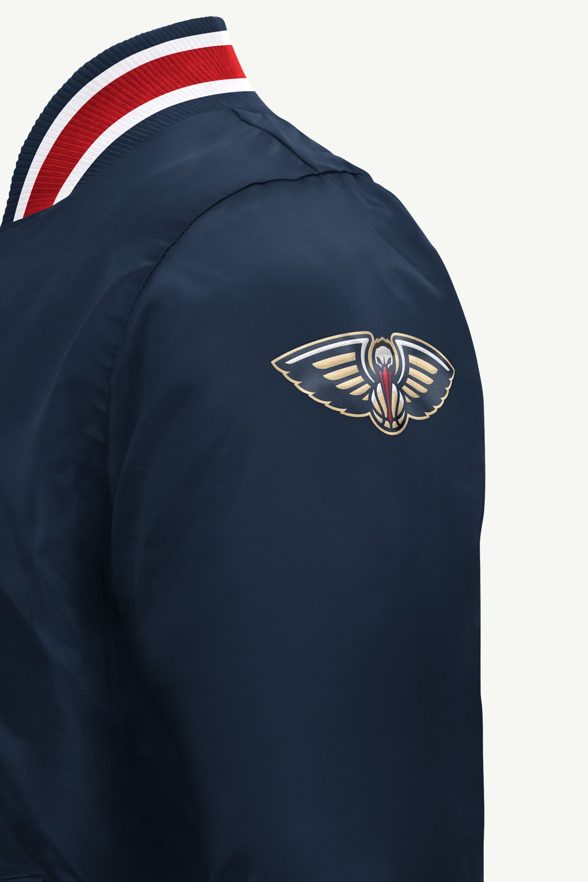 MENS NEW ORLEANS PELICANS ACROSS SATIN VARSITY JACKET View 4 MENS NEW ORLEANS PELICANS ACROSS SATIN VARSITY JACKET View 4