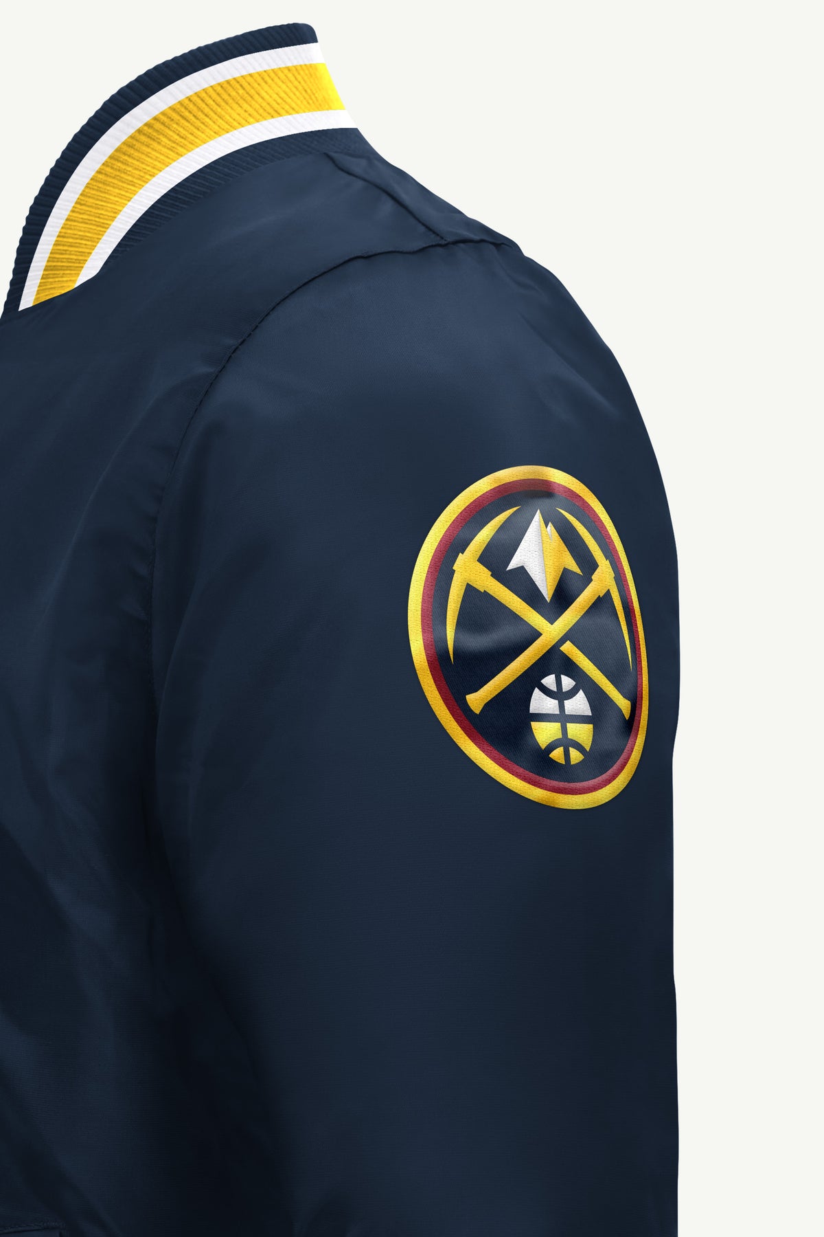 MENS DENVER NUGGETS ACROSS SATIN VARSITY JACKET View 4 MENS DENVER NUGGETS ACROSS SATIN VARSITY JACKET View 4