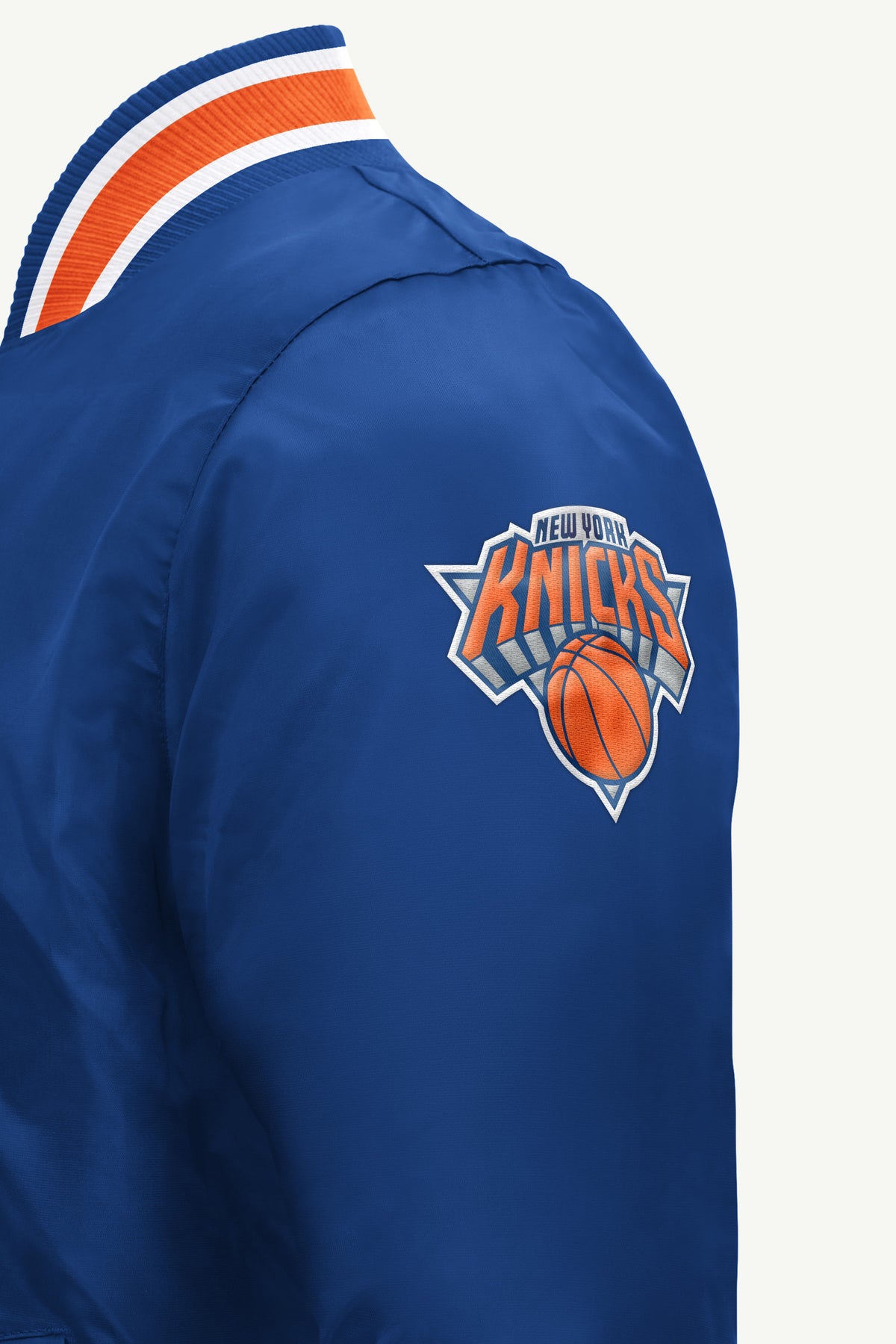 MENS NEW YORK KNICKS ACROSS SATIN VARSITY JACKET View 4 MENS NEW YORK KNICKS ACROSS SATIN VARSITY JACKET View 4