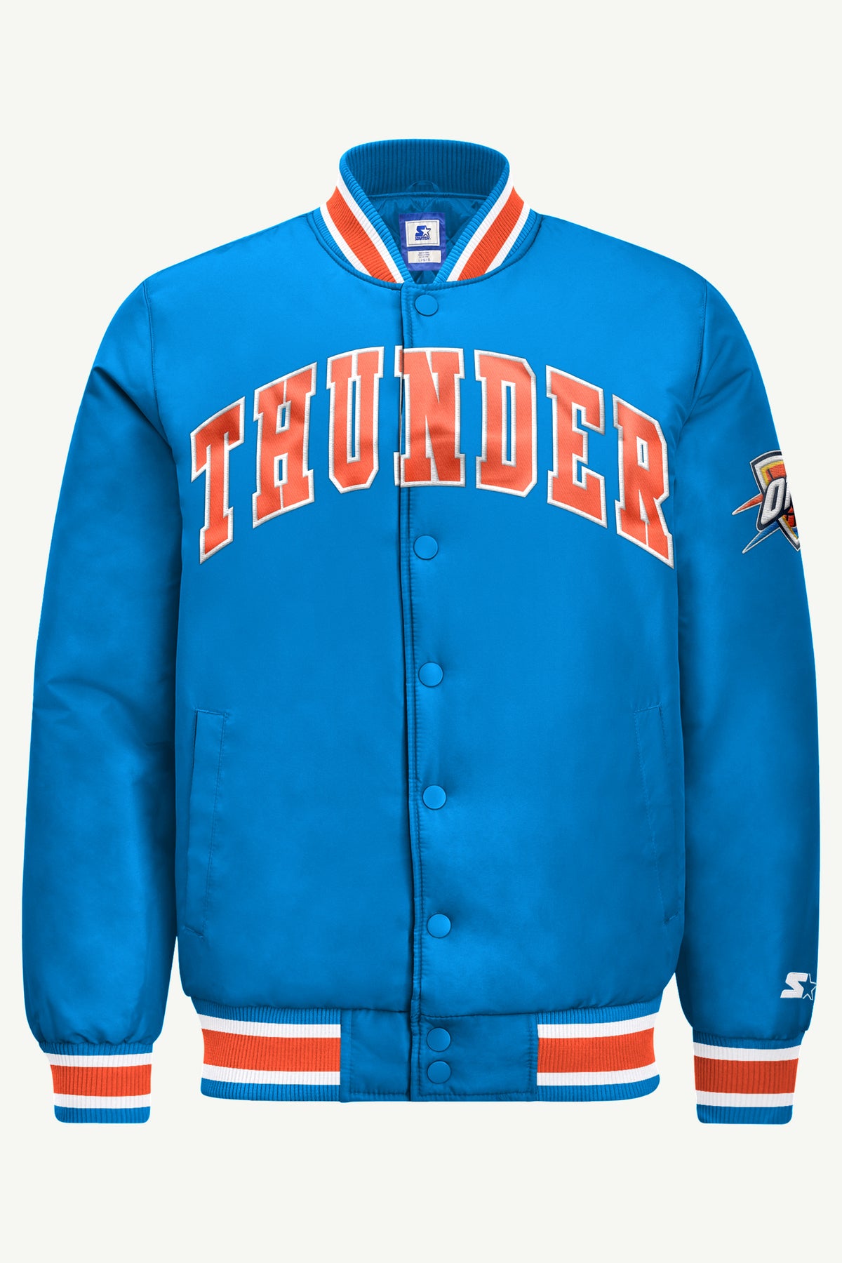 MENS OKLAHOMA CITY THUNDER ACROSS SATIN VARSITY JACKET View 2 MENS OKLAHOMA CITY THUNDER ACROSS SATIN VARSITY JACKET View 2