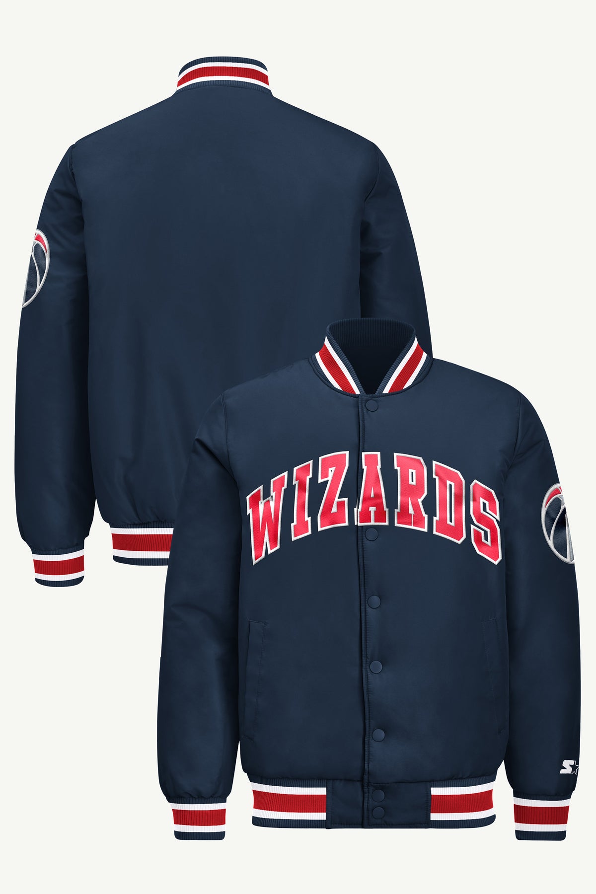 MENS WASHINGTON WIZARDS ACROSS SATIN VARSITY JACKET View 1 | Men's Starter Jackets MENS WASHINGTON WIZARDS ACROSS SATIN VARSITY JACKET View 1 | Men's Starter Jackets