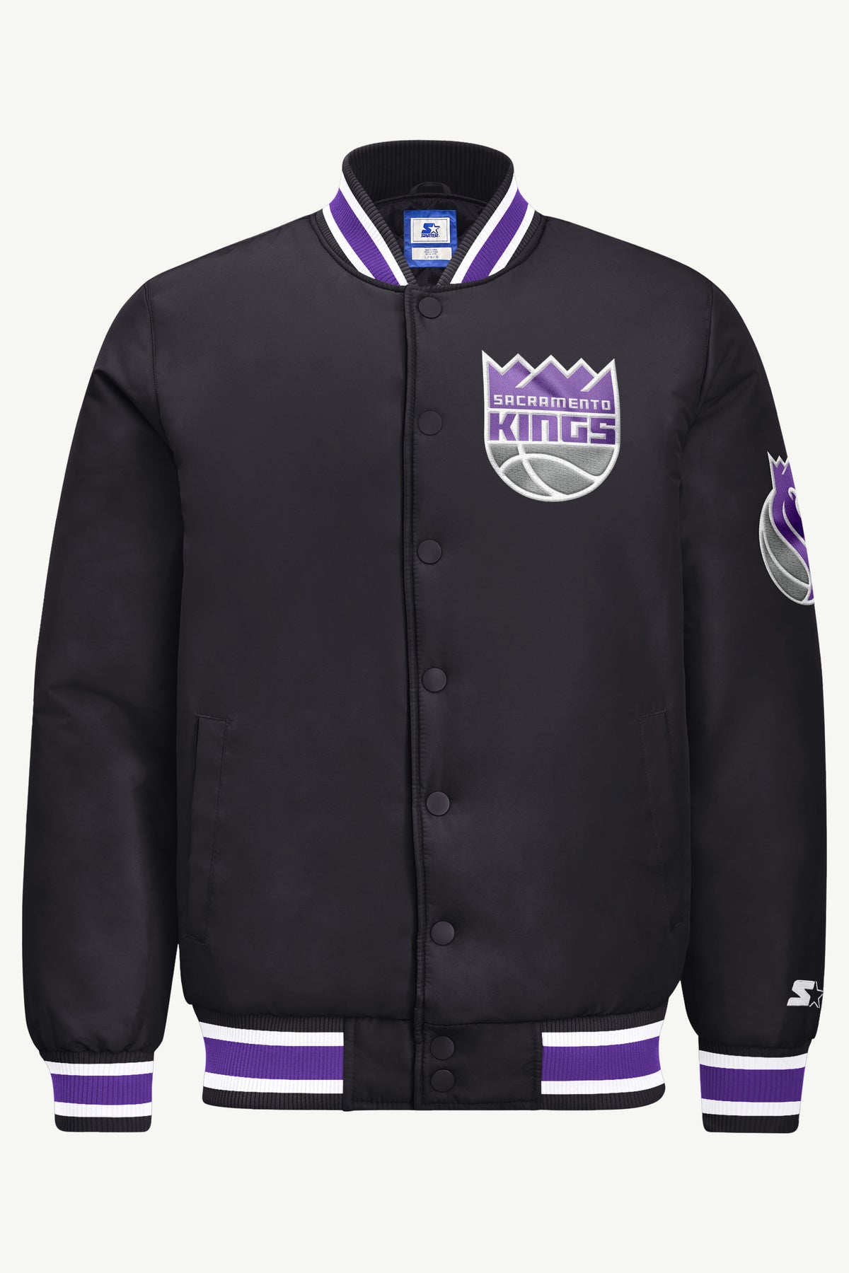 MENS SACRAMENTO KINGS GAME DAY SATIN VARSITY JACKET View 2 MENS SACRAMENTO KINGS GAME DAY SATIN VARSITY JACKET View 2