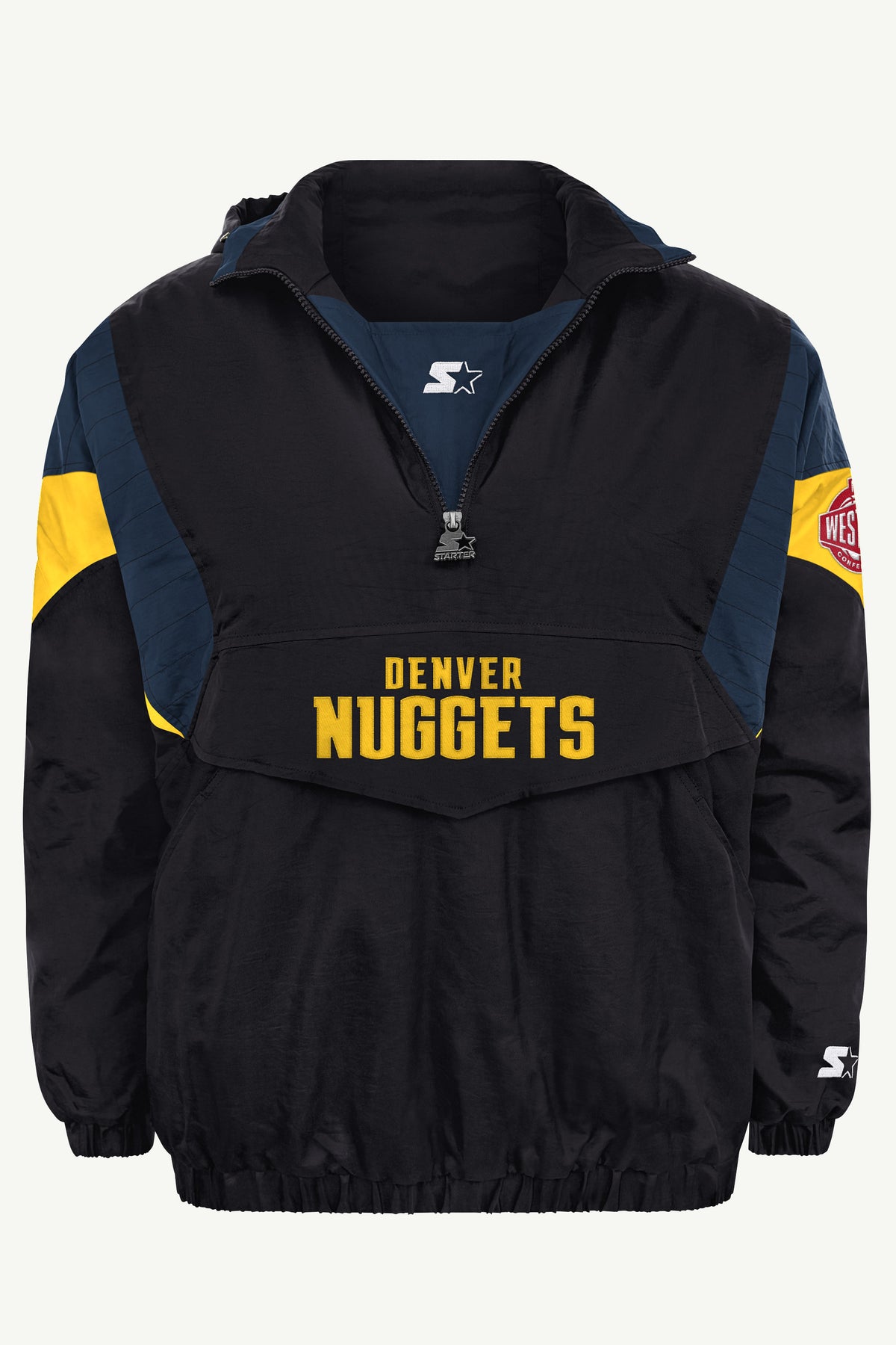 MENS DENVER NUGGETS BLACK THROWBACK HALF ZIP HOODED JACKET View 2 | Gifts for Her MENS DENVER NUGGETS BLACK THROWBACK HALF ZIP HOODED JACKET View 2 | Gifts for Her
