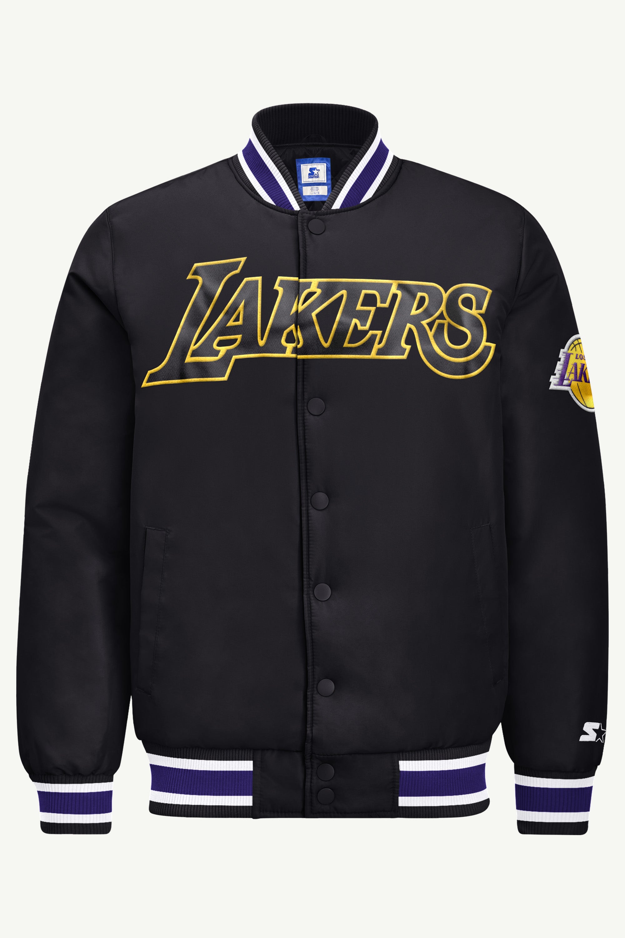 MENS LOS ANGELES LAKERS ACROSS SATIN VARSITY JACKET View 2 | STARTER JACKETS MENS LOS ANGELES LAKERS ACROSS SATIN VARSITY JACKET View 2 | STARTER JACKETS