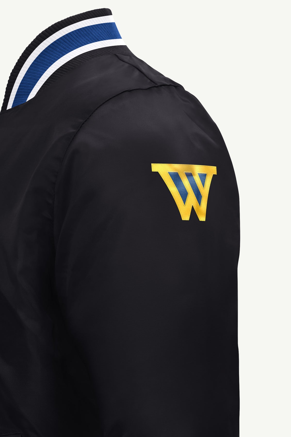 MENS GOLDEN STATE WARRIORS GAME DAY SATIN VARSITY JACKET View 4 MENS GOLDEN STATE WARRIORS GAME DAY SATIN VARSITY JACKET View 4