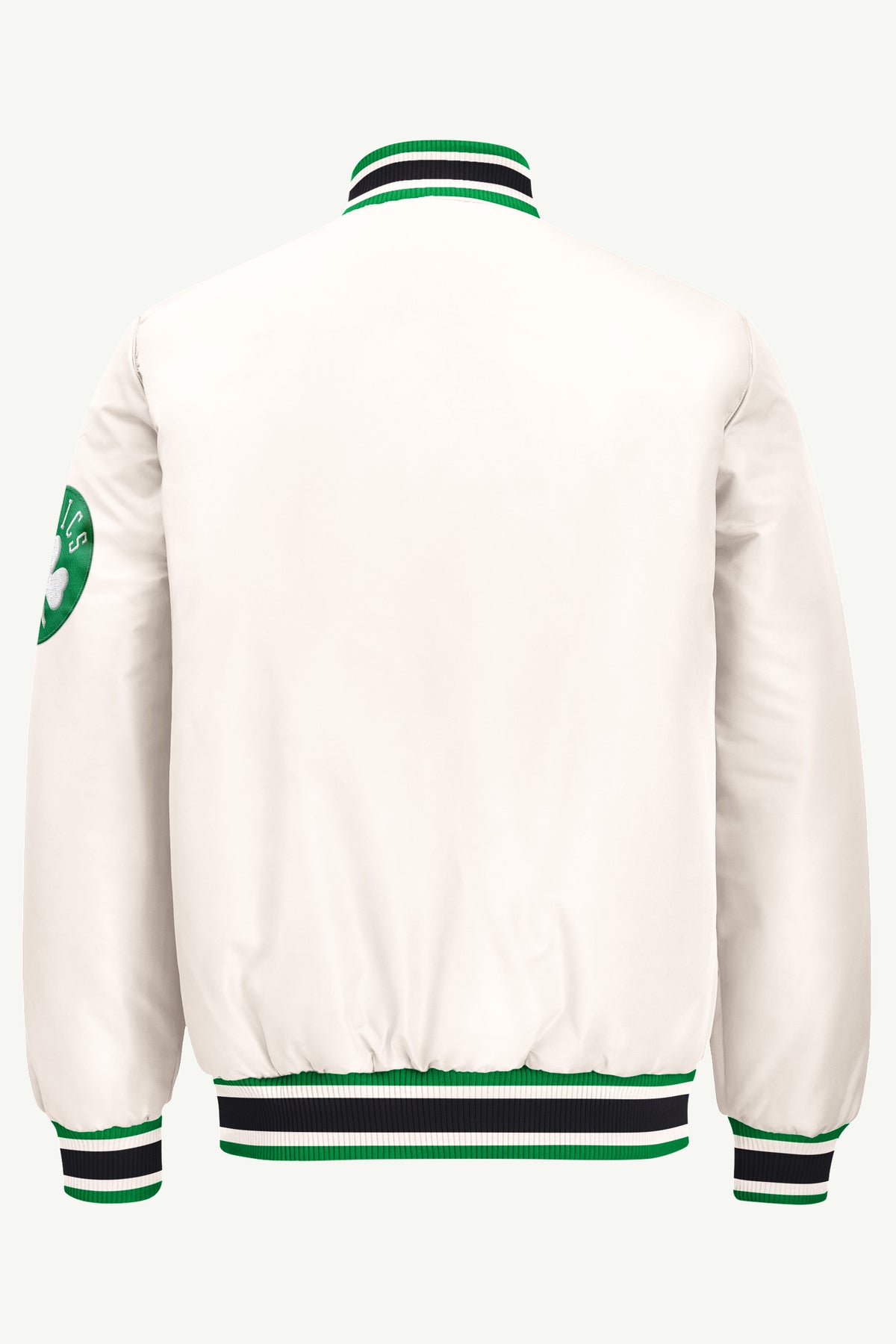 MENS BOSTON CELTICS ACROSS SATIN VARSITY JACKET View 3 MENS BOSTON CELTICS ACROSS SATIN VARSITY JACKET View 3