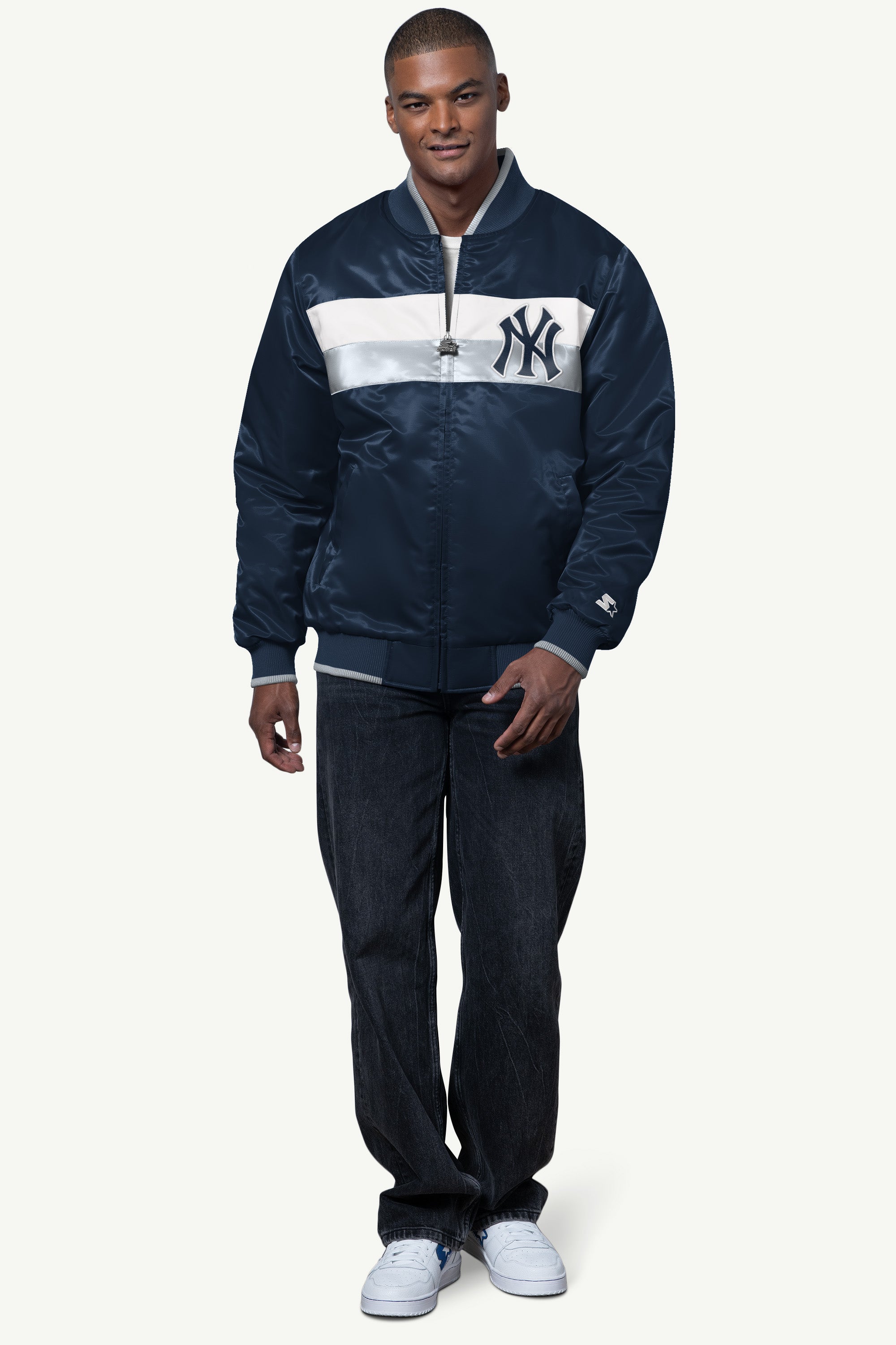 MENS NEW YORK YANKEES AMBASSADOR SATIN VARSITY JACKET View 3 | STARTER CLASSICS MENS NEW YORK YANKEES AMBASSADOR SATIN VARSITY JACKET View 3 | STARTER CLASSICS