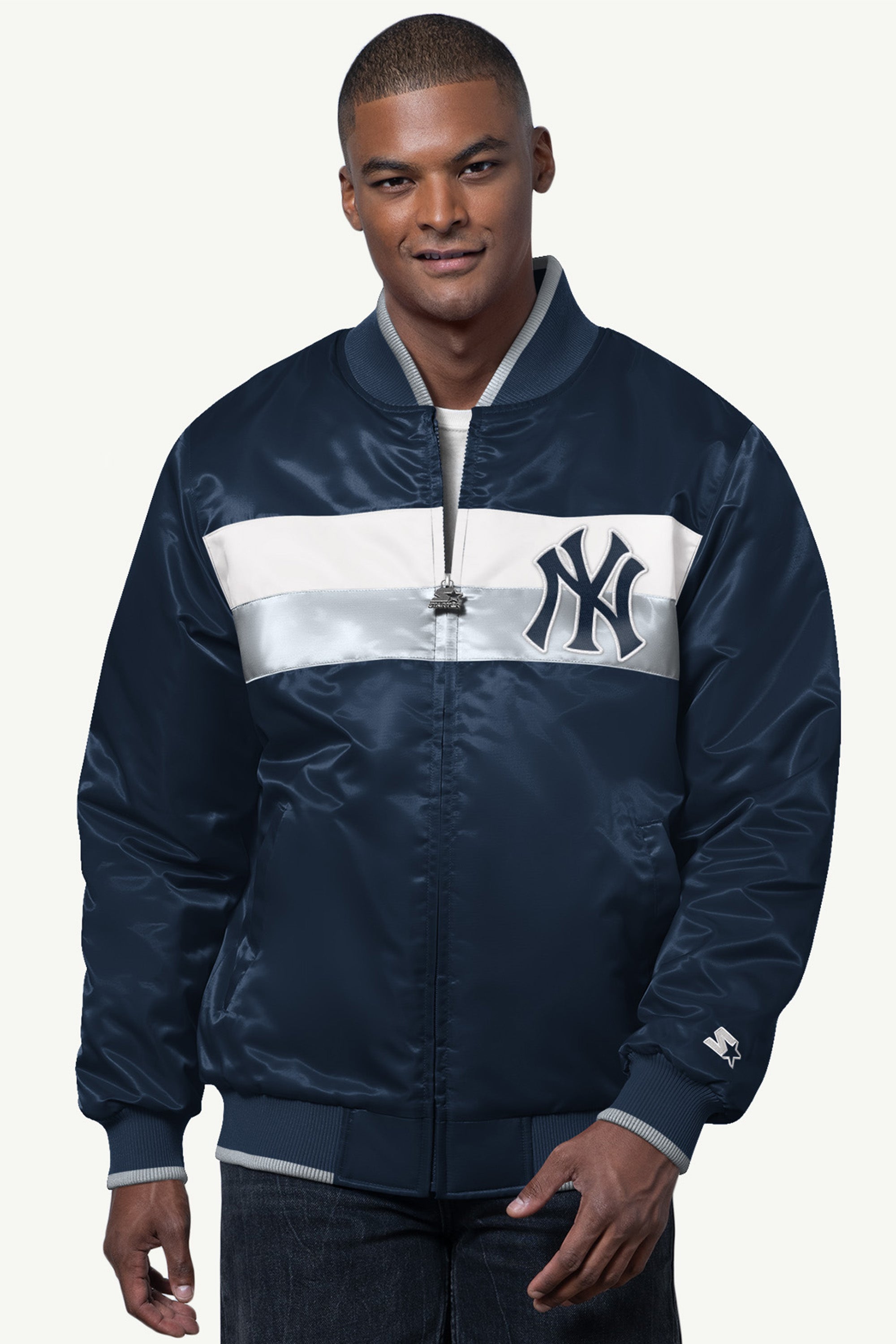 MENS NEW YORK YANKEES AMBASSADOR SATIN VARSITY JACKET View 1 | STARTER CLASSICS MENS NEW YORK YANKEES AMBASSADOR SATIN VARSITY JACKET View 1 | STARTER CLASSICS