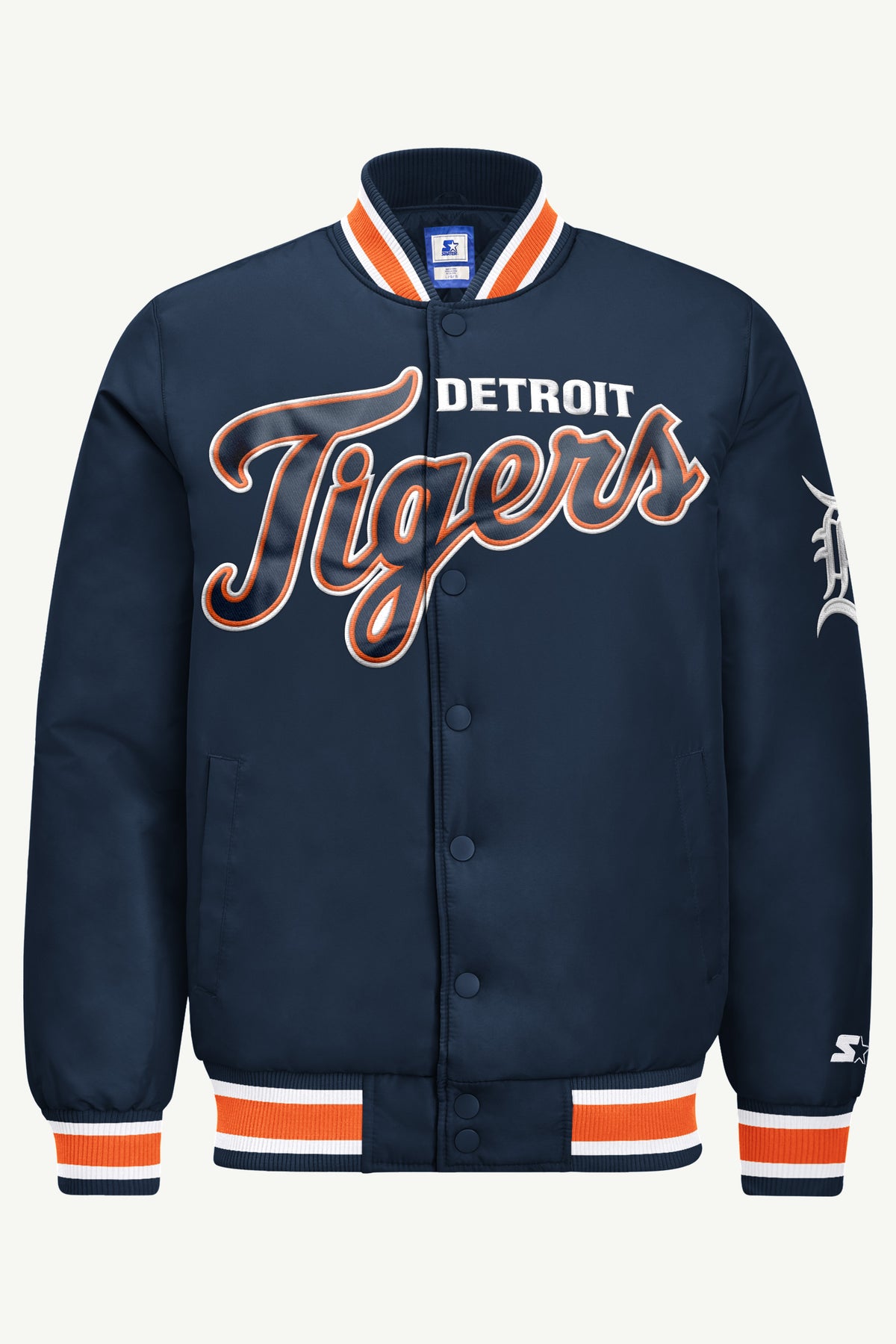MENS DETROIT TIGERS ACROSS SATIN VARSITY JACKET View 2 MENS DETROIT TIGERS ACROSS SATIN VARSITY JACKET View 2