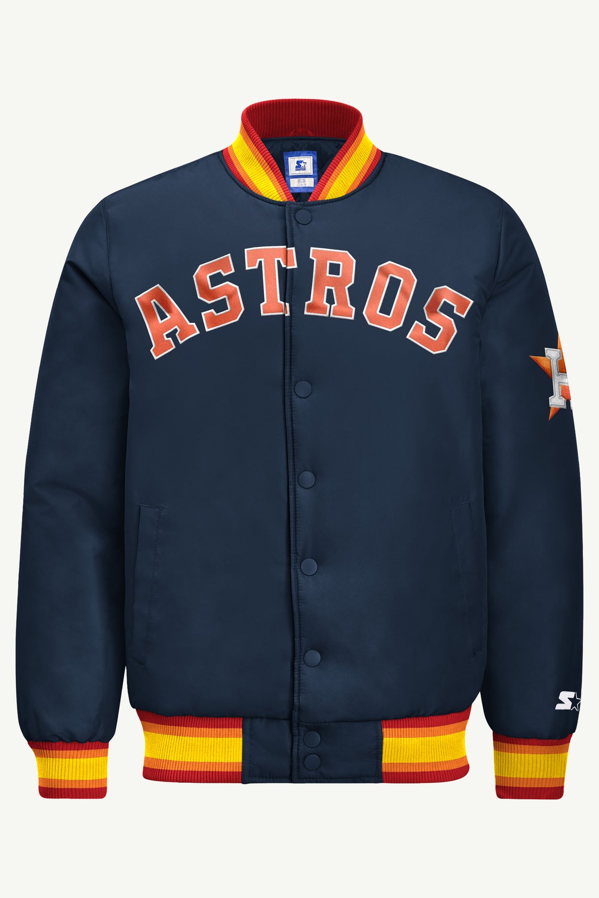 MENS HOUSTON ASTROS ACROSS SATIN VARSITY JACKET View 2 MENS HOUSTON ASTROS ACROSS SATIN VARSITY JACKET View 2