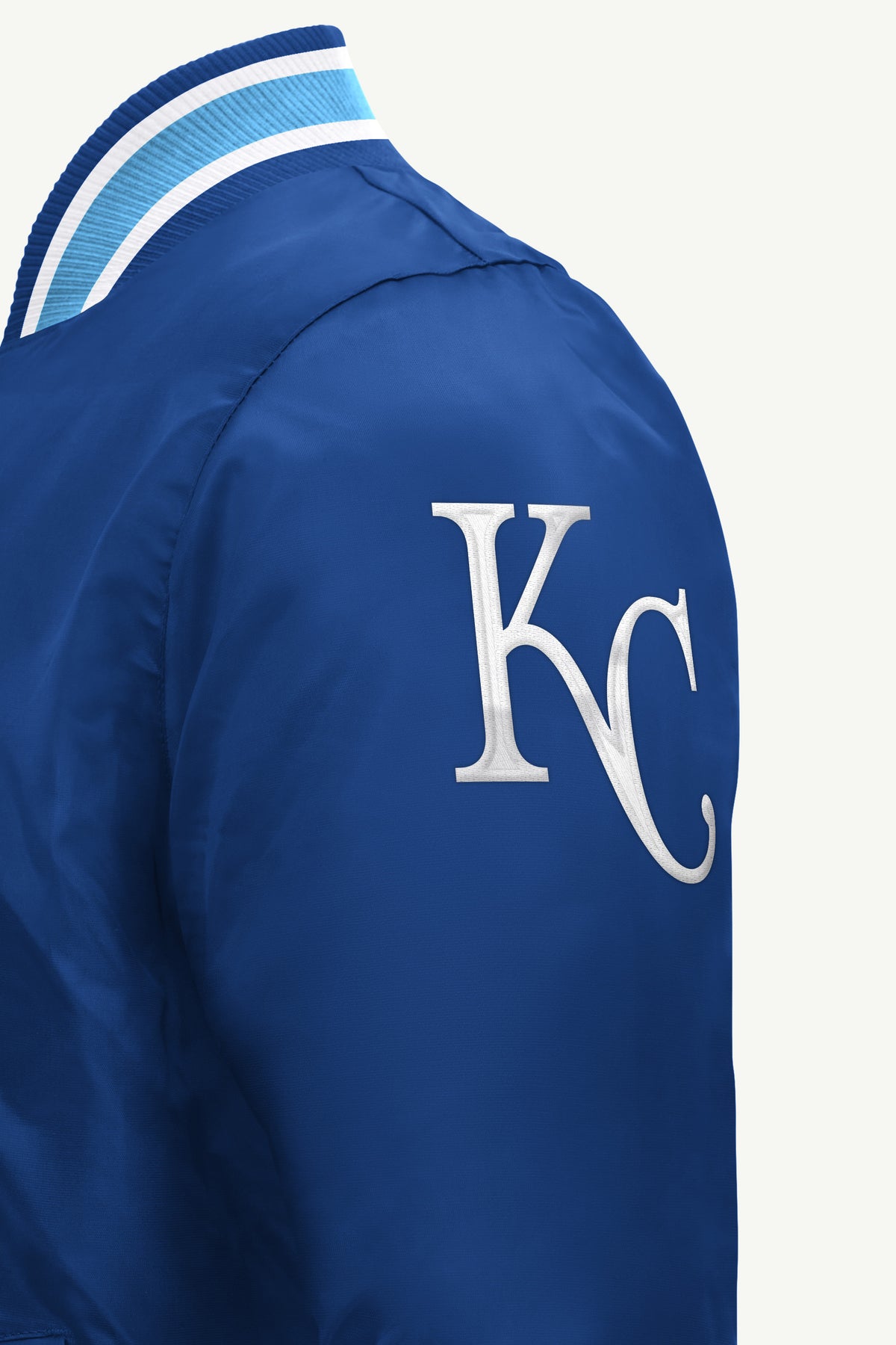 MENS KANSAS CITY ROYALS ACROSS SATIN VARSITY JACKET View 4 MENS KANSAS CITY ROYALS ACROSS SATIN VARSITY JACKET View 4