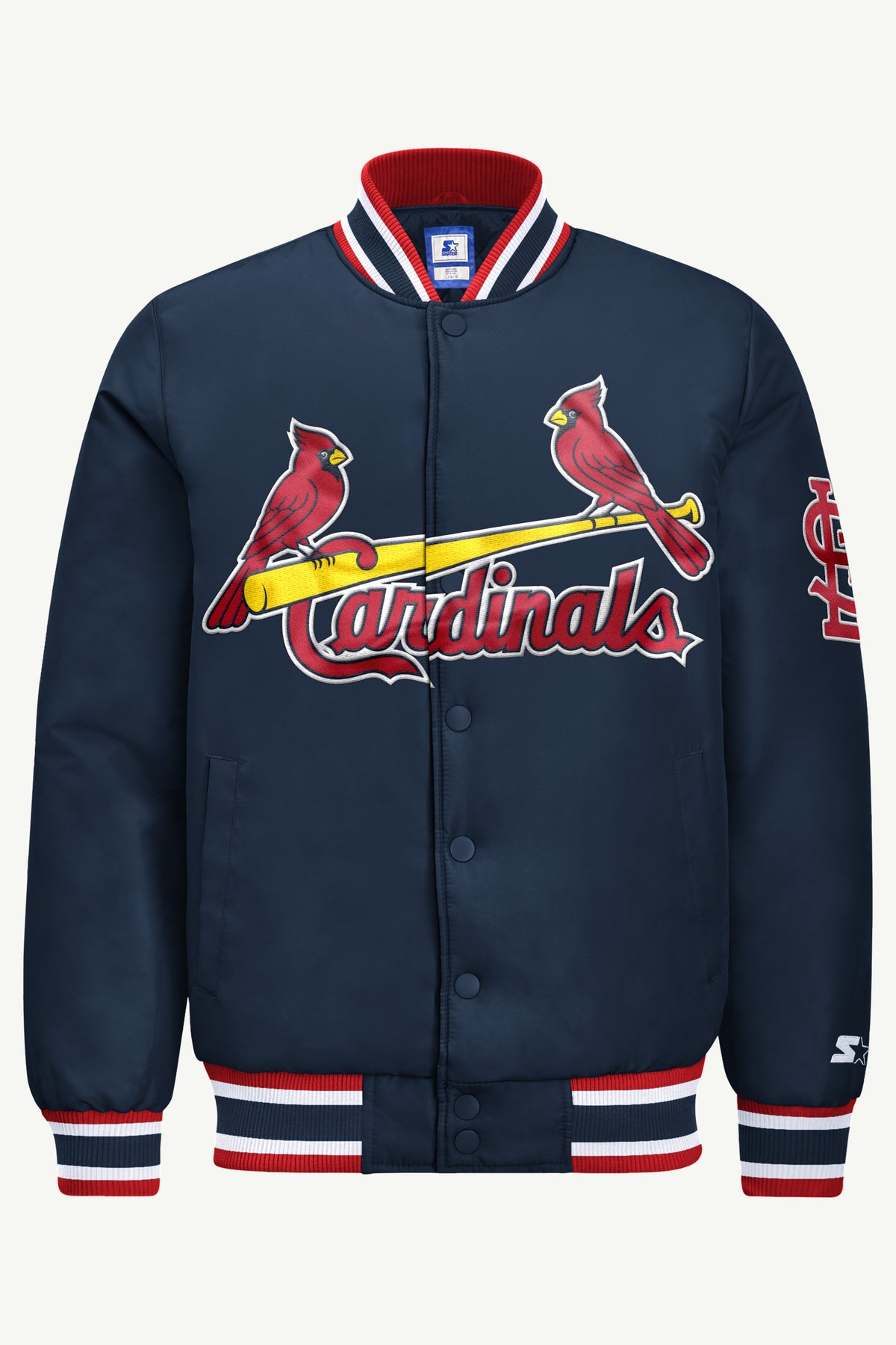 MENS ST. LOUIS CARDINALS ACROSS SATIN VARSITY JACKET View 2 MENS ST. LOUIS CARDINALS ACROSS SATIN VARSITY JACKET View 2