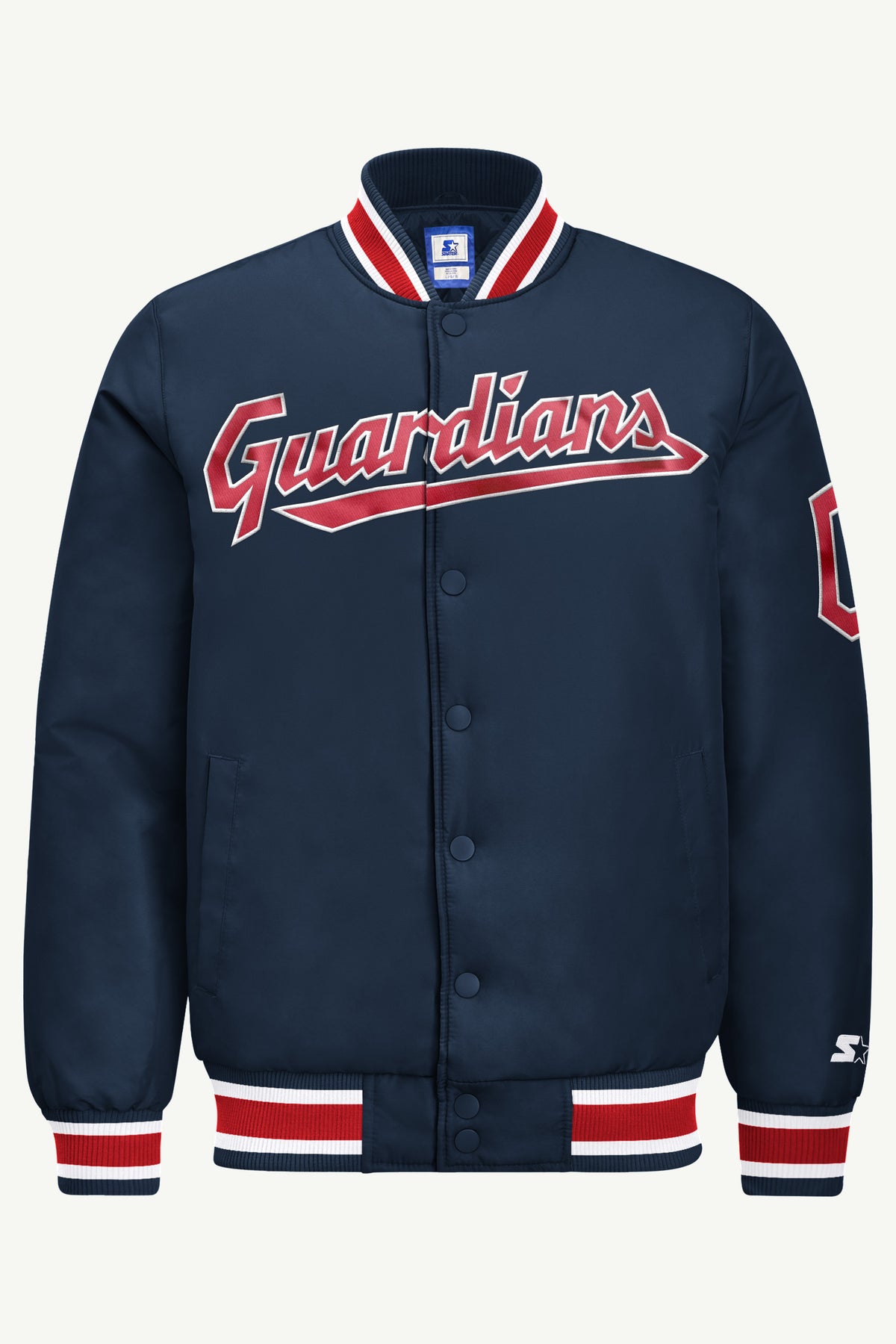 MENS CLEVELAND GUARDIANS ACROSS SATIN VARSITY JACKET View 2 MENS CLEVELAND GUARDIANS ACROSS SATIN VARSITY JACKET View 2
