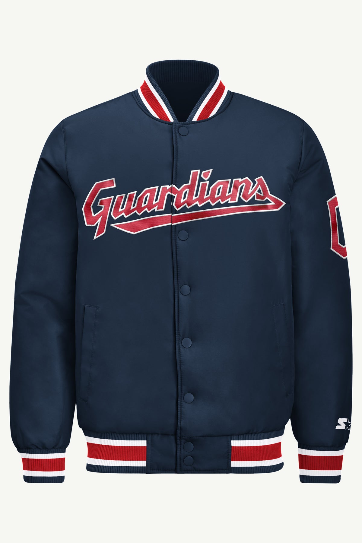 MENS CLEVELAND GUARDIANS ACROSS SATIN VARSITY JACKET View 2 MENS CLEVELAND GUARDIANS ACROSS SATIN VARSITY JACKET View 2