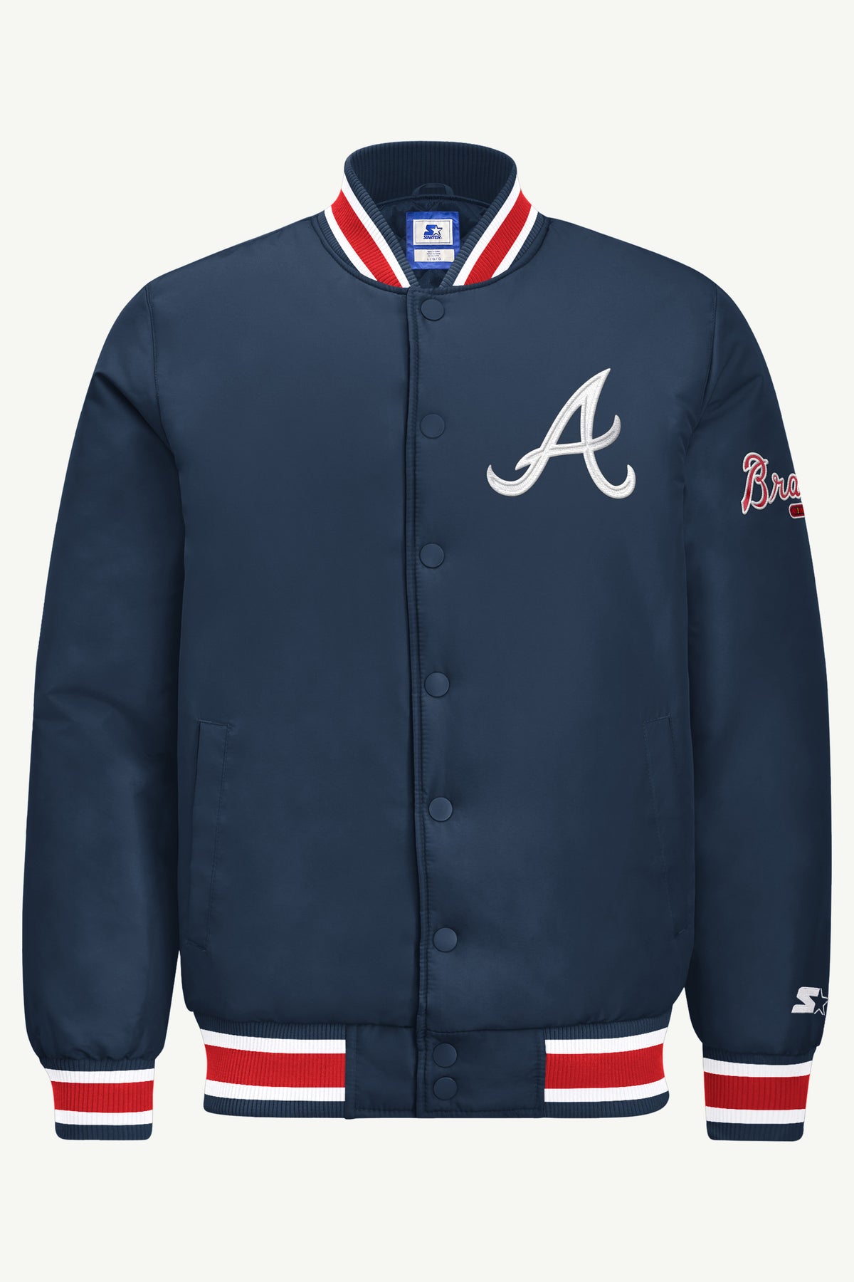 MENS ATLANTA BRAVES GAME DAY SATIN VARSITY JACKET View 2 MENS ATLANTA BRAVES GAME DAY SATIN VARSITY JACKET View 2