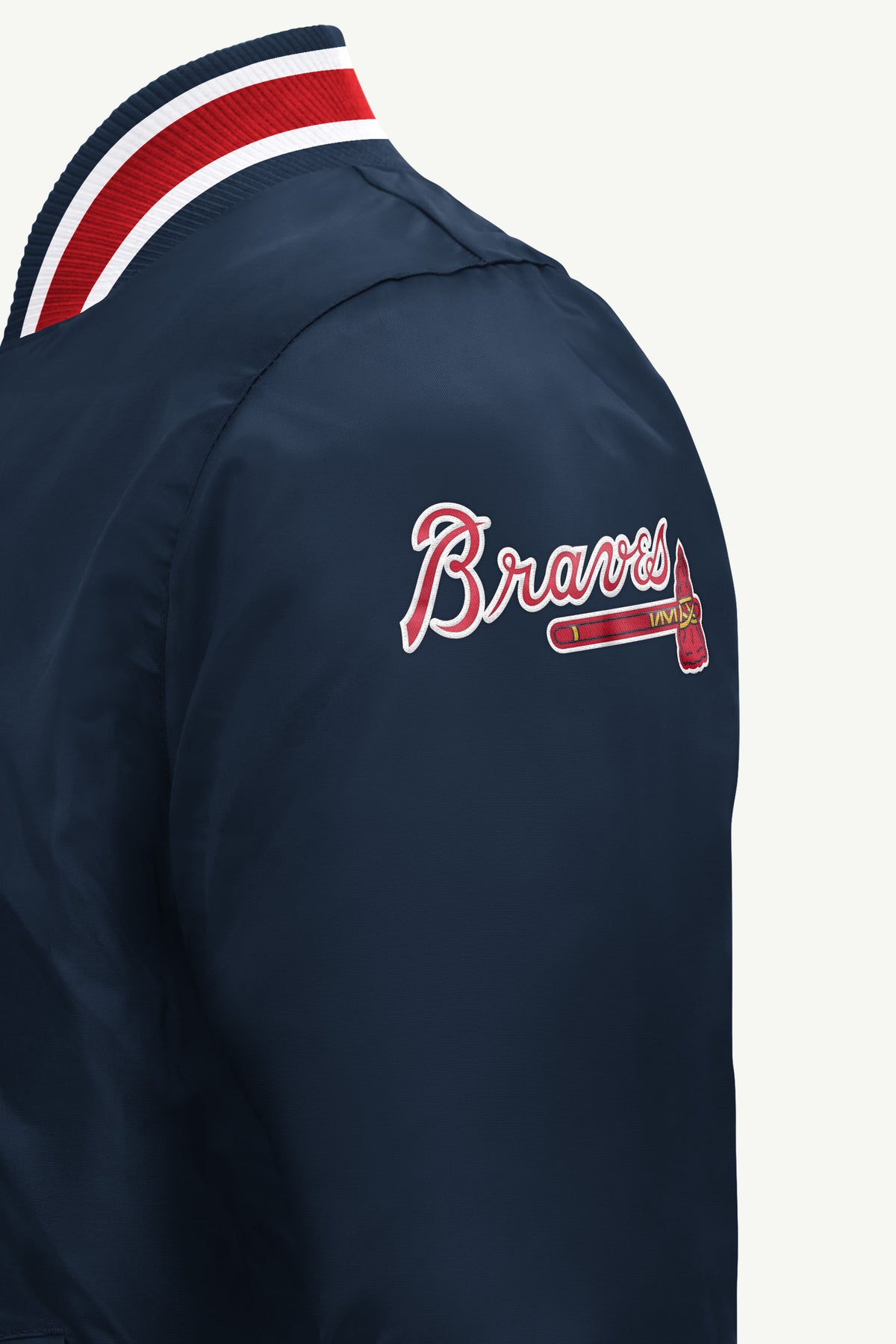 MENS ATLANTA BRAVES GAME DAY SATIN VARSITY JACKET View 4 MENS ATLANTA BRAVES GAME DAY SATIN VARSITY JACKET View 4