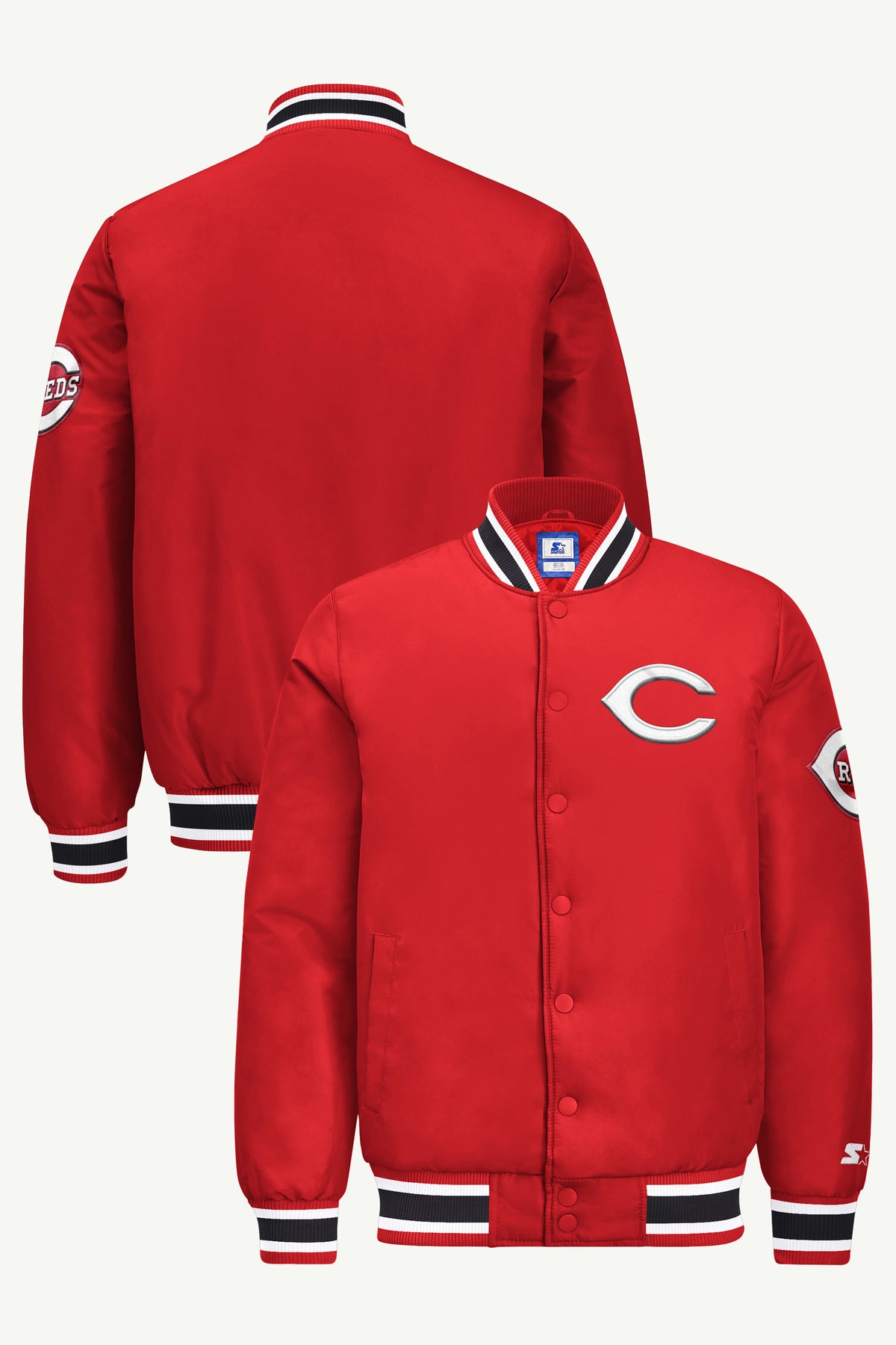 MENS CINNCINATI REDS GAME DAY SATIN VARSITY JACKET View 1 MENS CINNCINATI REDS GAME DAY SATIN VARSITY JACKET View 1
