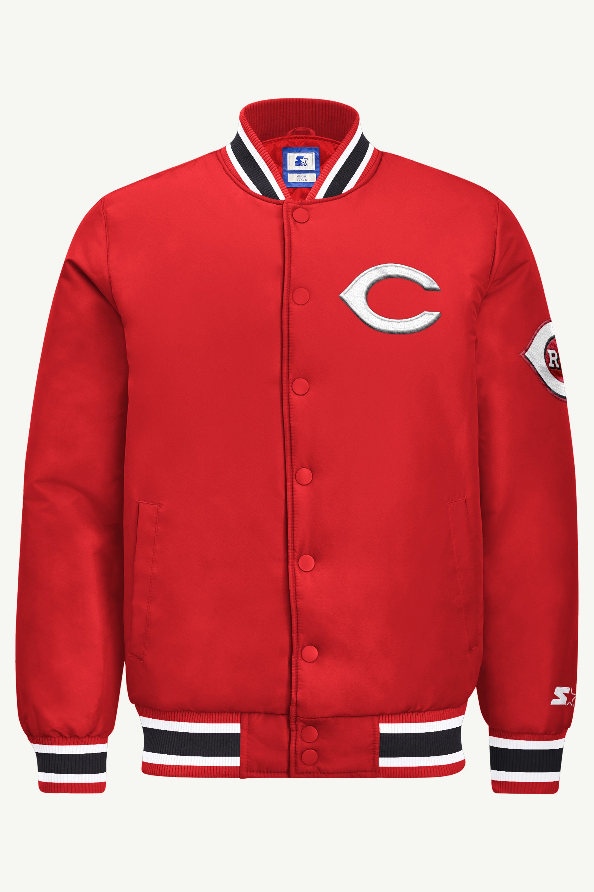 MENS CINNCINATI REDS GAME DAY SATIN VARSITY JACKET View 2 MENS CINNCINATI REDS GAME DAY SATIN VARSITY JACKET View 2