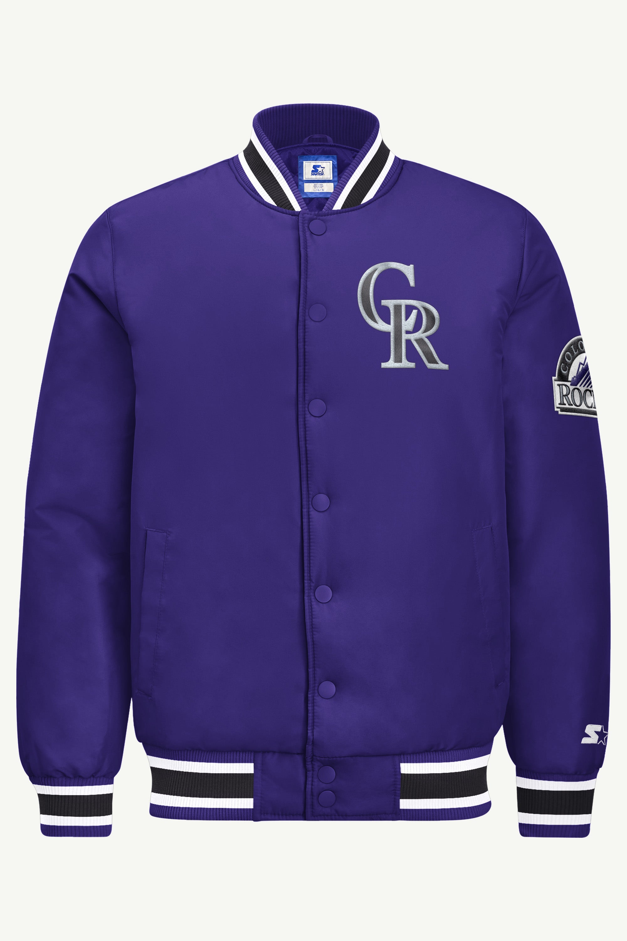 MENS COLORADO ROCKIES GAME DAY SATIN VARSITY JACKET View 2 MENS COLORADO ROCKIES GAME DAY SATIN VARSITY JACKET View 2