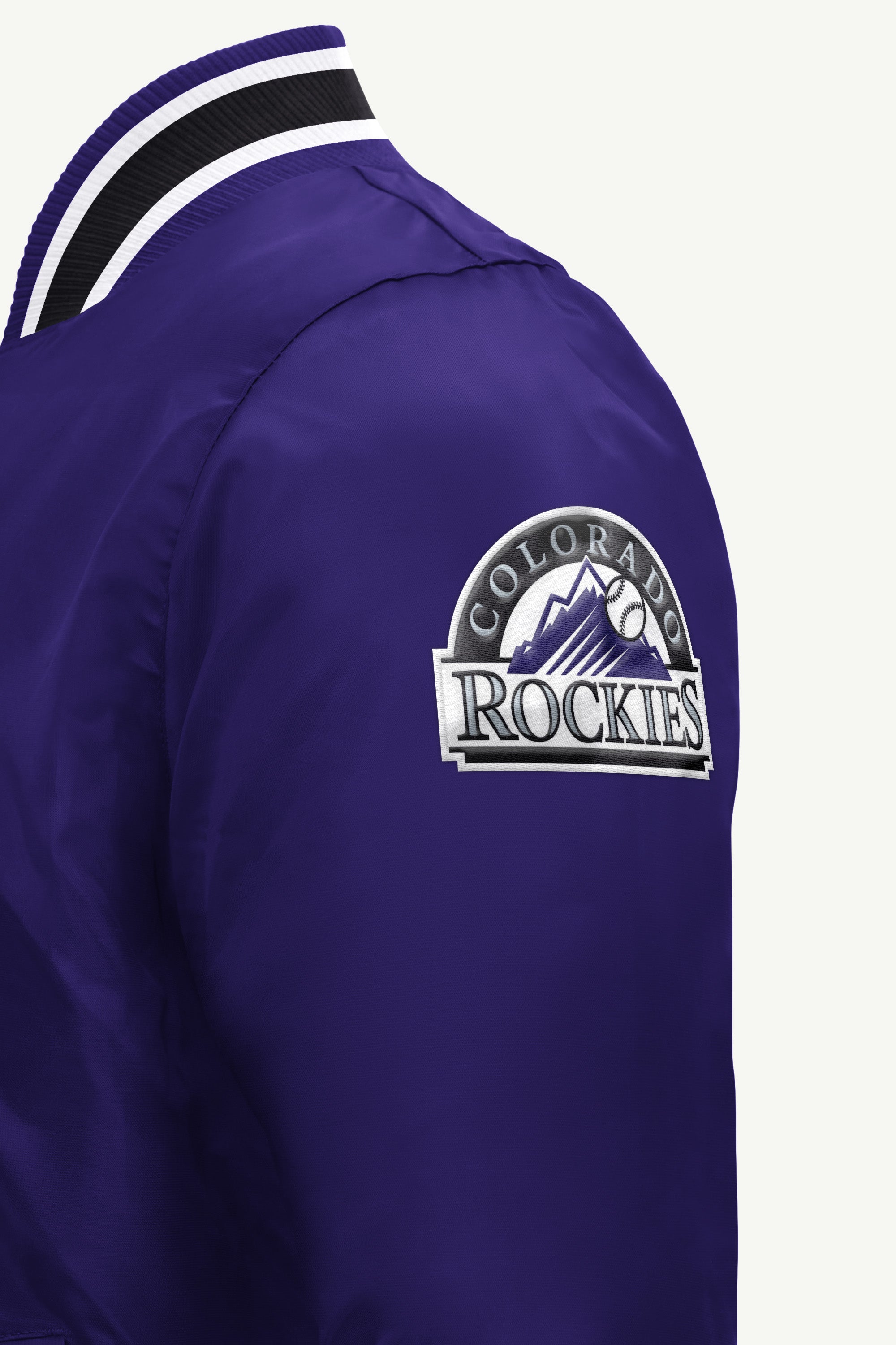MENS COLORADO ROCKIES GAME DAY SATIN VARSITY JACKET View 4 MENS COLORADO ROCKIES GAME DAY SATIN VARSITY JACKET View 4