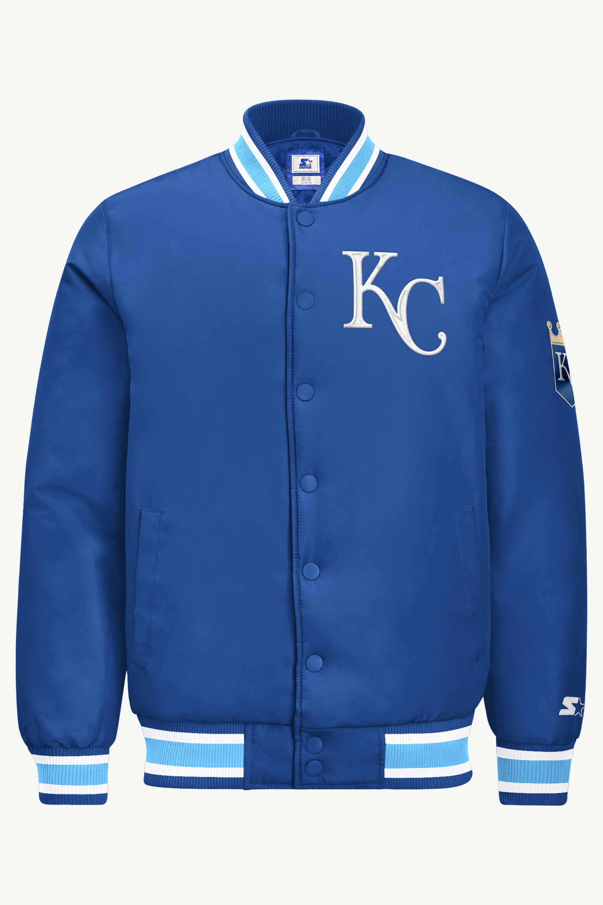 MENS KANSAS CITY ROYALS GAME DAY SATIN VARSITY JACKET View 2 MENS KANSAS CITY ROYALS GAME DAY SATIN VARSITY JACKET View 2