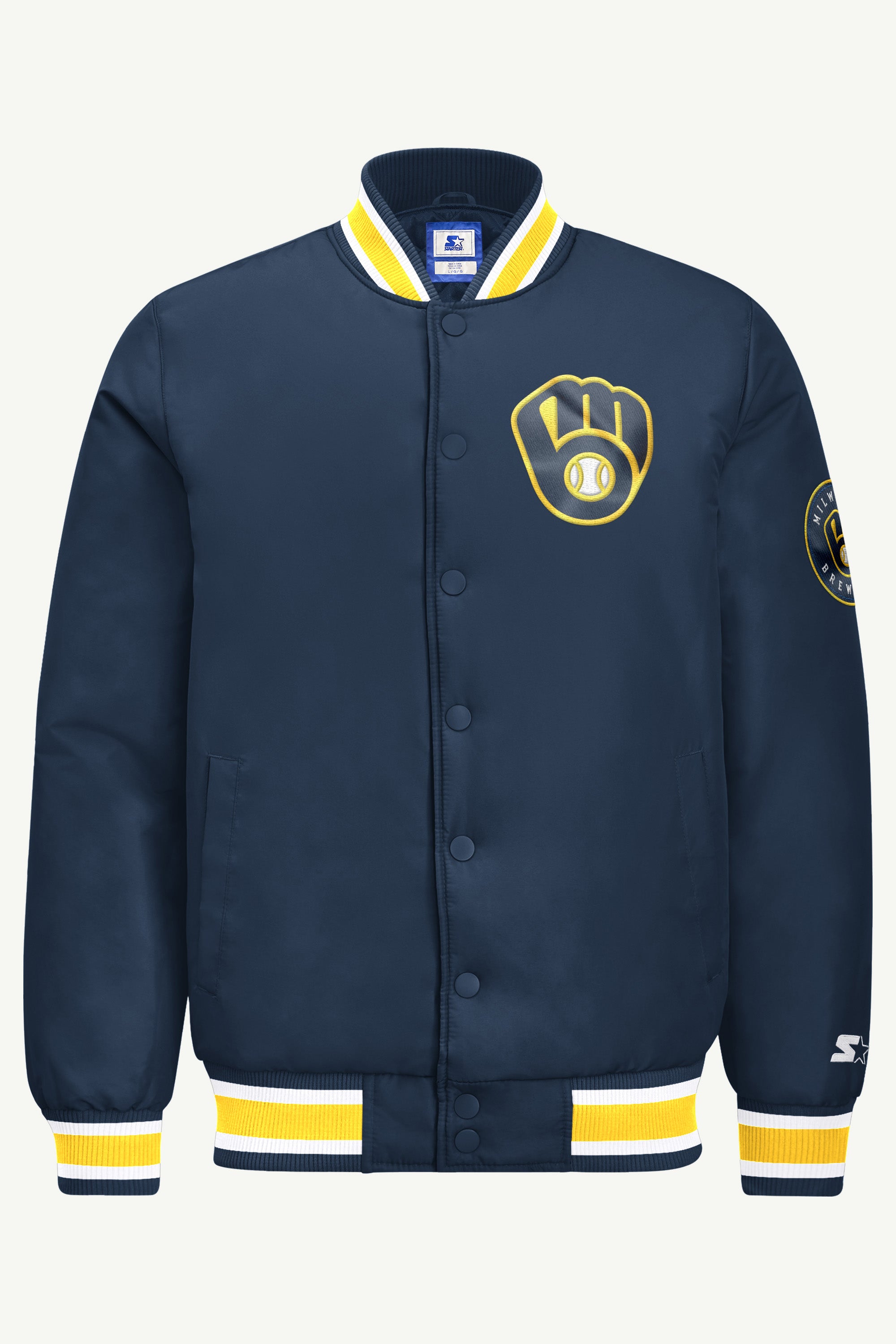 MENS MILWAUKEE BREWERS GAME DAY SATIN VARSITY JACKET View 2 MENS MILWAUKEE BREWERS GAME DAY SATIN VARSITY JACKET View 2
