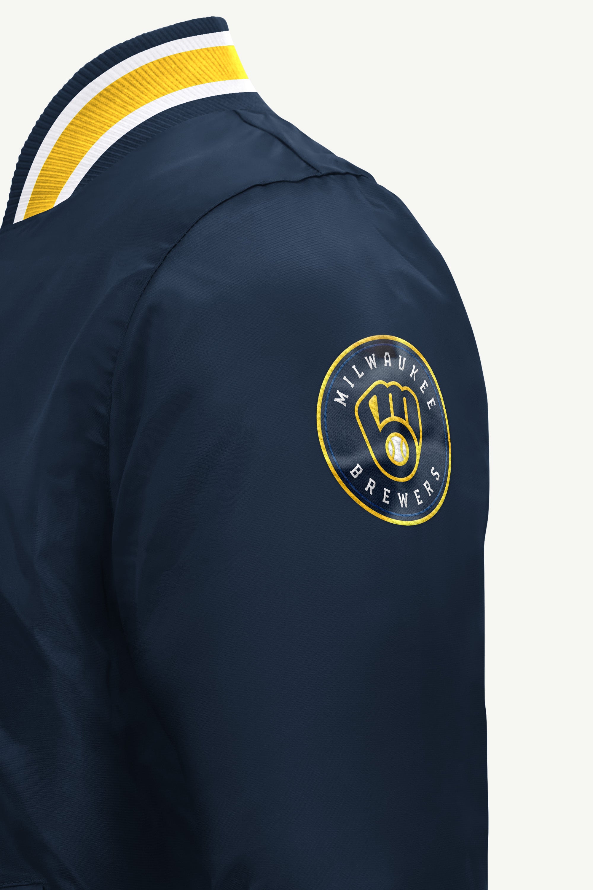 MENS MILWAUKEE BREWERS GAME DAY SATIN VARSITY JACKET View 4 MENS MILWAUKEE BREWERS GAME DAY SATIN VARSITY JACKET View 4