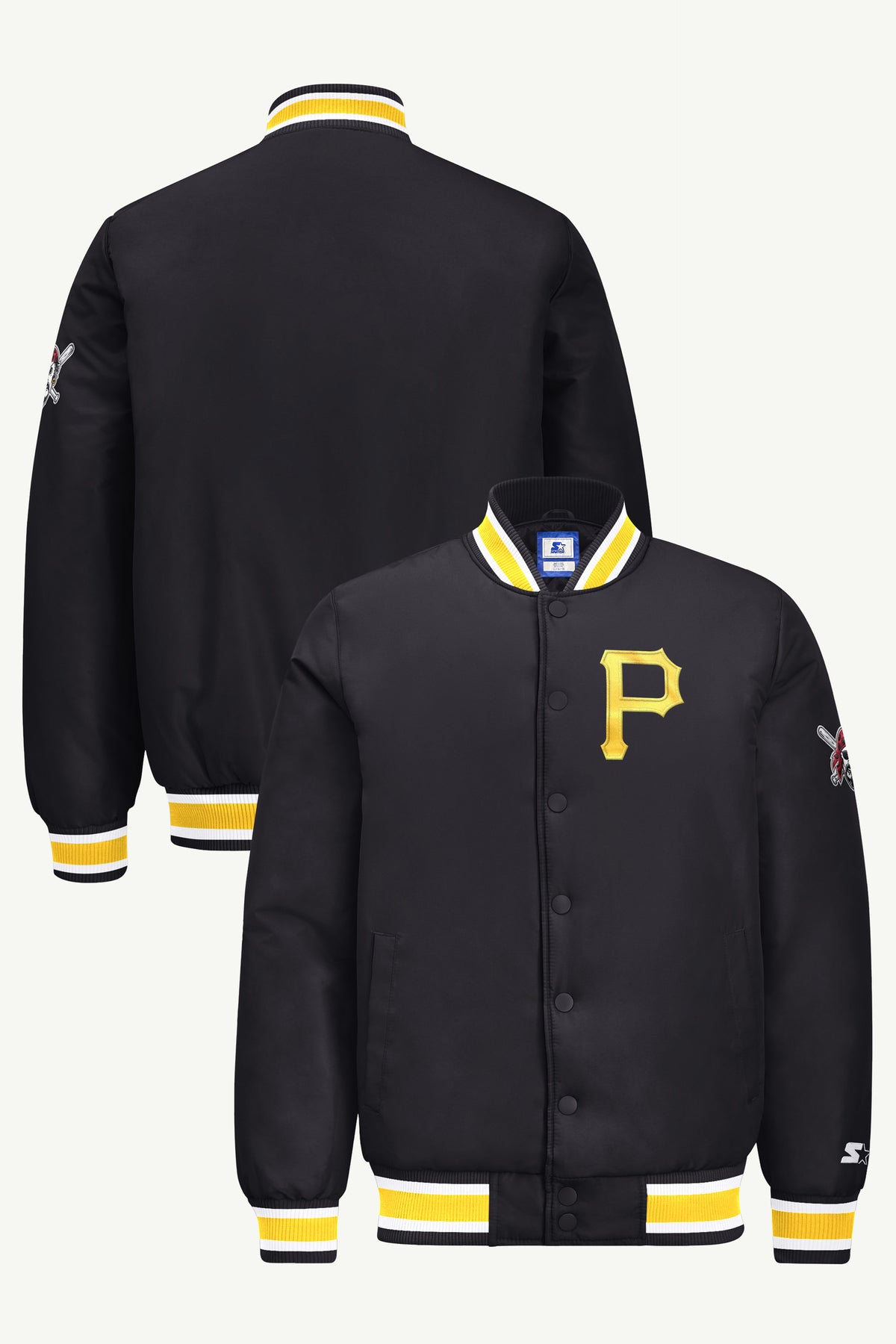 MENS PITTSBURGH PIRATES GAME DAY SATIN VARSITY JACKET View 1 MENS PITTSBURGH PIRATES GAME DAY SATIN VARSITY JACKET View 1