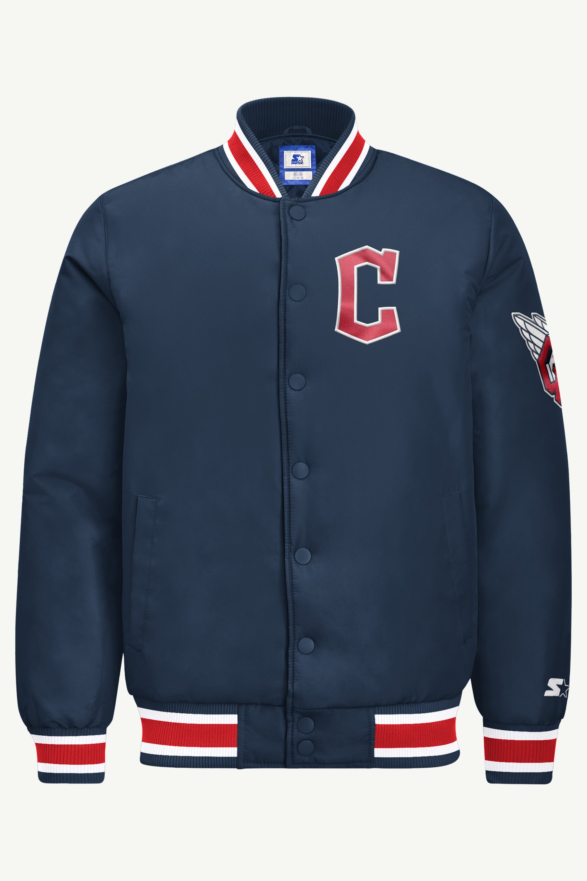 MENS CLEVELAND GUARDIANS GAME DAY SATIN VARSITY JACKET View 2 MENS CLEVELAND GUARDIANS GAME DAY SATIN VARSITY JACKET View 2