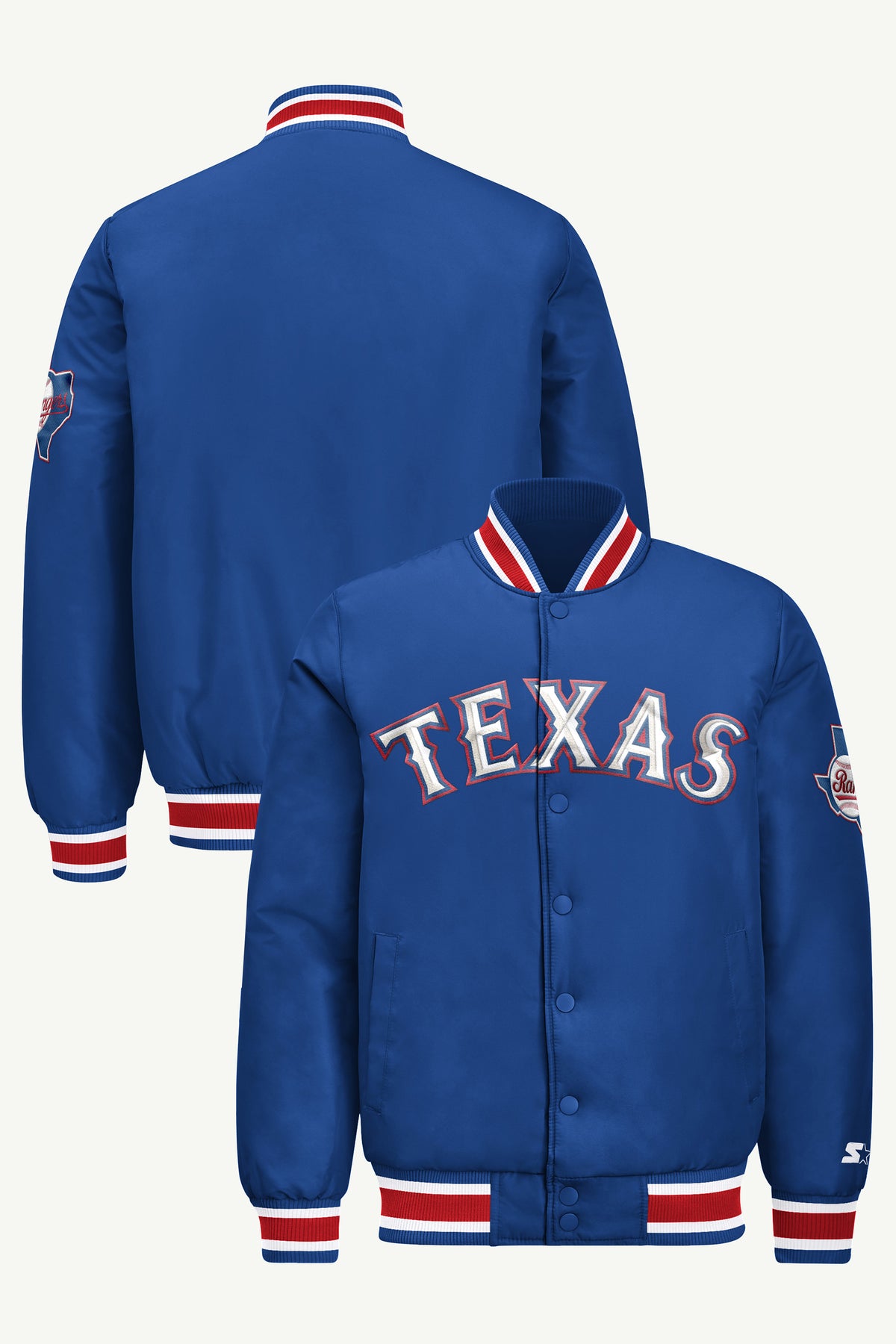 MENS TEXAS RANGERS COOPERSTOWN ACROSS SATIN VARSITY JACKET View 1 | Men's Starter Jackets MENS TEXAS RANGERS COOPERSTOWN ACROSS SATIN VARSITY JACKET View 1 | Men's Starter Jackets