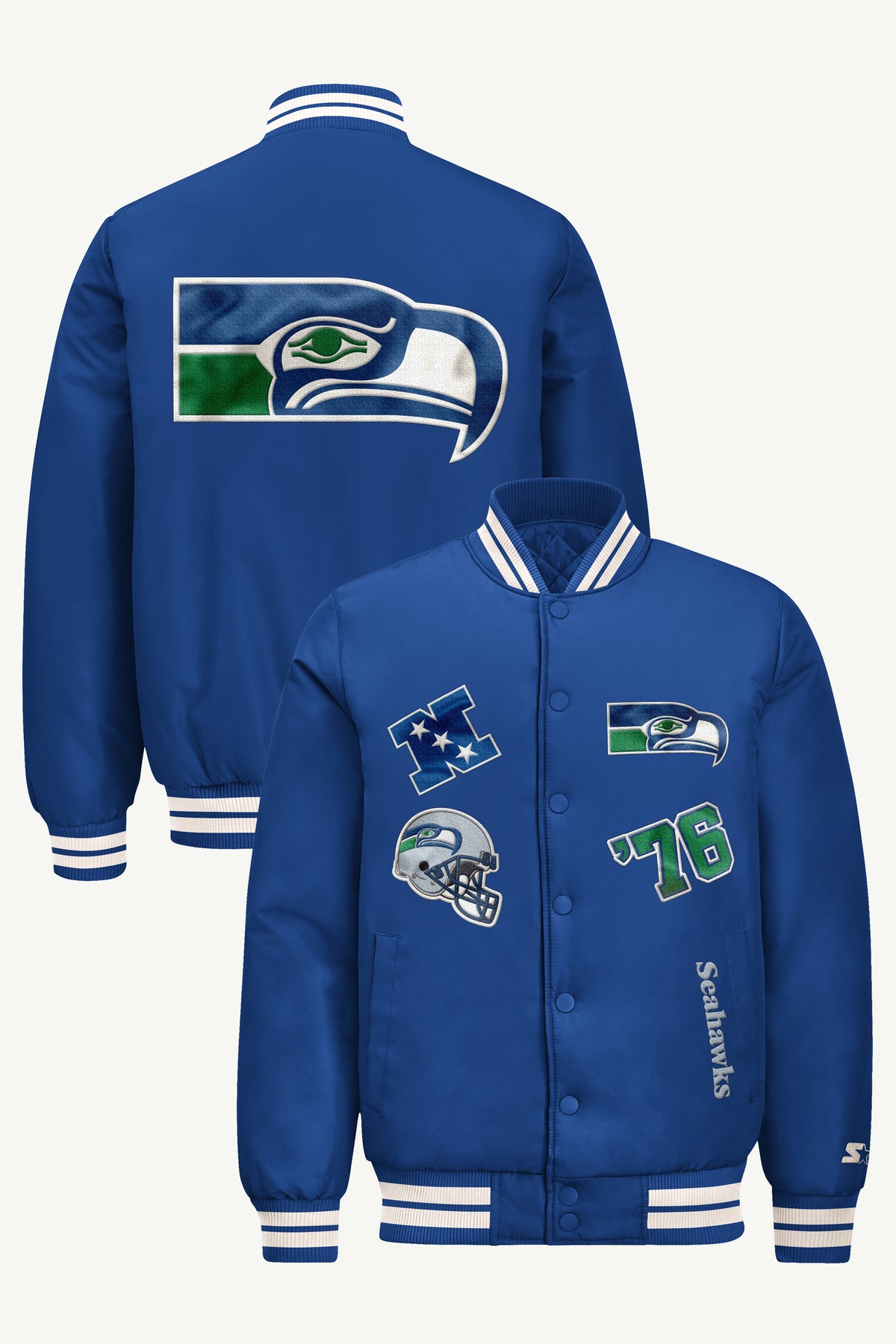 MENS SEATTLE SEAHAWKS ELITE VARSITY JACKET View 1 MENS SEATTLE SEAHAWKS ELITE VARSITY JACKET View 1