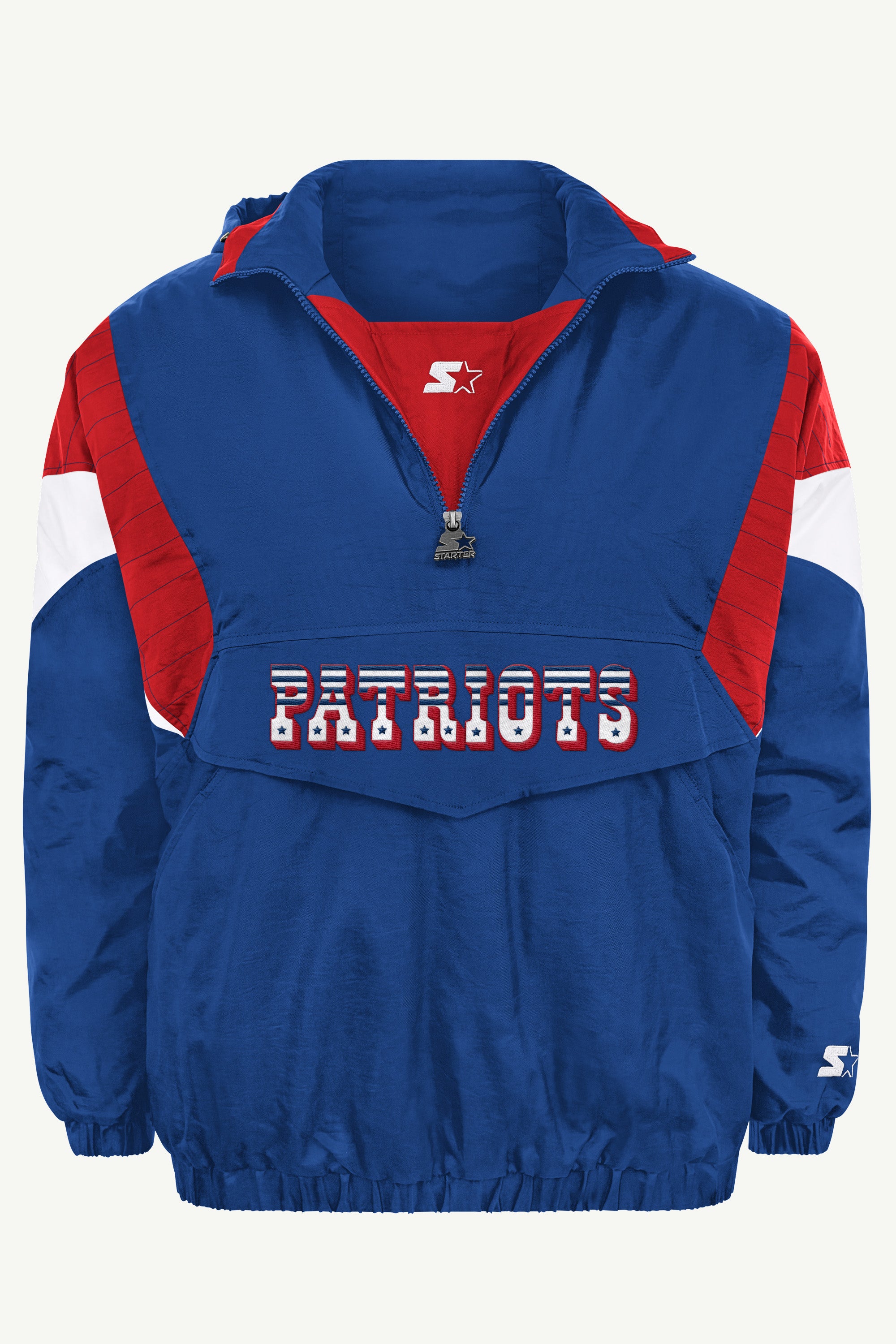 MENS NEW ENGLAND PATRIOTS THROWBACK HALF ZIP HOODED JACKET View 2 MENS NEW ENGLAND PATRIOTS THROWBACK HALF ZIP HOODED JACKET View 2