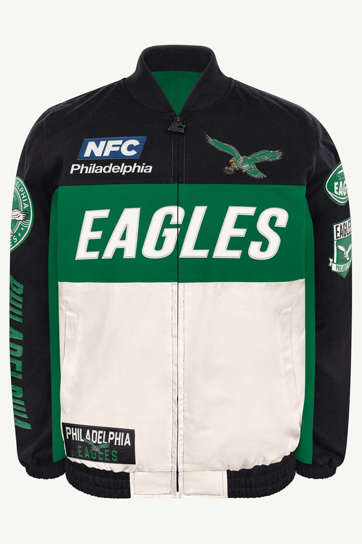 MENS PHILADELPHIA EAGLES RACER JACKET View 2 MENS PHILADELPHIA EAGLES RACER JACKET View 2