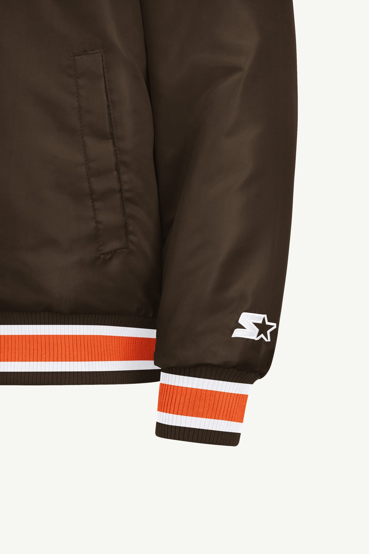 MENS CLEVELAND BROWNS RETRO ACROSS SATIN VARSITY JACKET View 5 MENS CLEVELAND BROWNS RETRO ACROSS SATIN VARSITY JACKET View 5