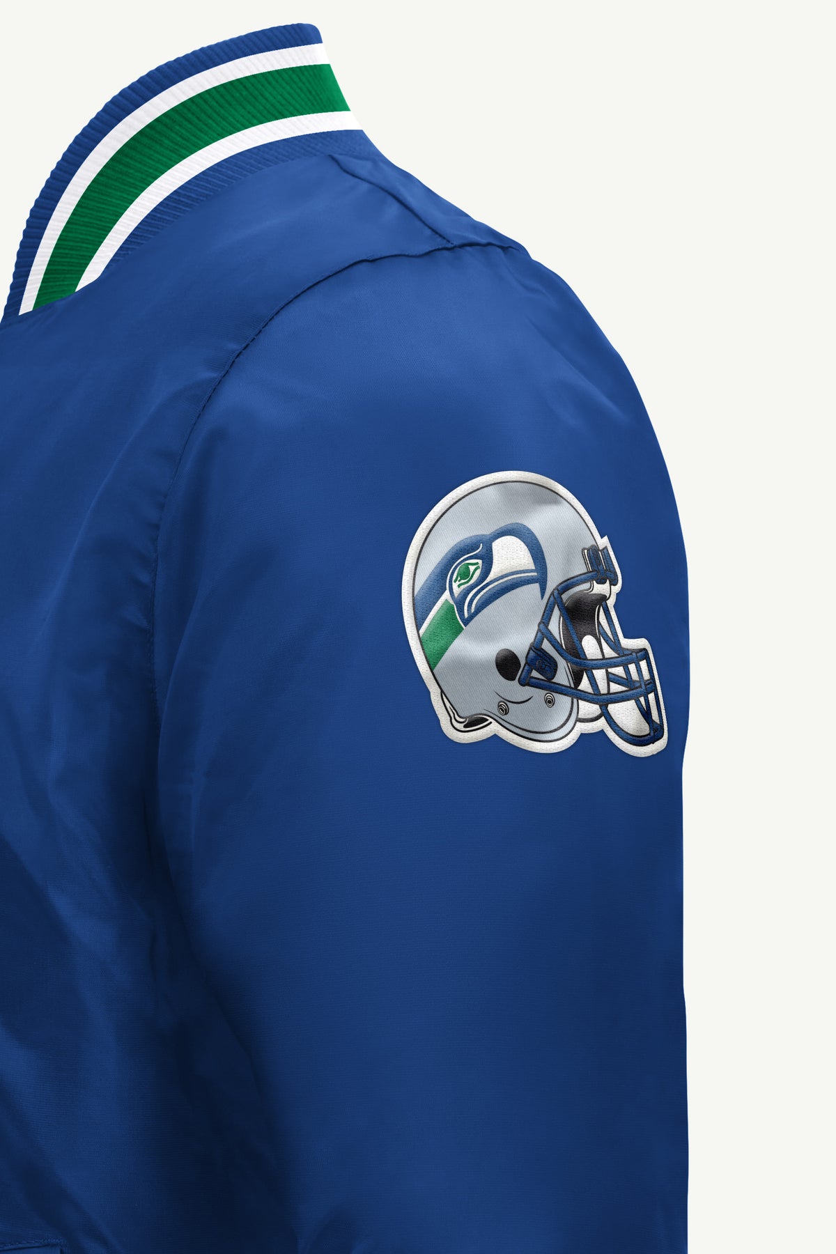 MENS SEATTLE SEAHAWKS RETRO ACROSS SATIN VARSITY JACKET View 4 MENS SEATTLE SEAHAWKS RETRO ACROSS SATIN VARSITY JACKET View 4