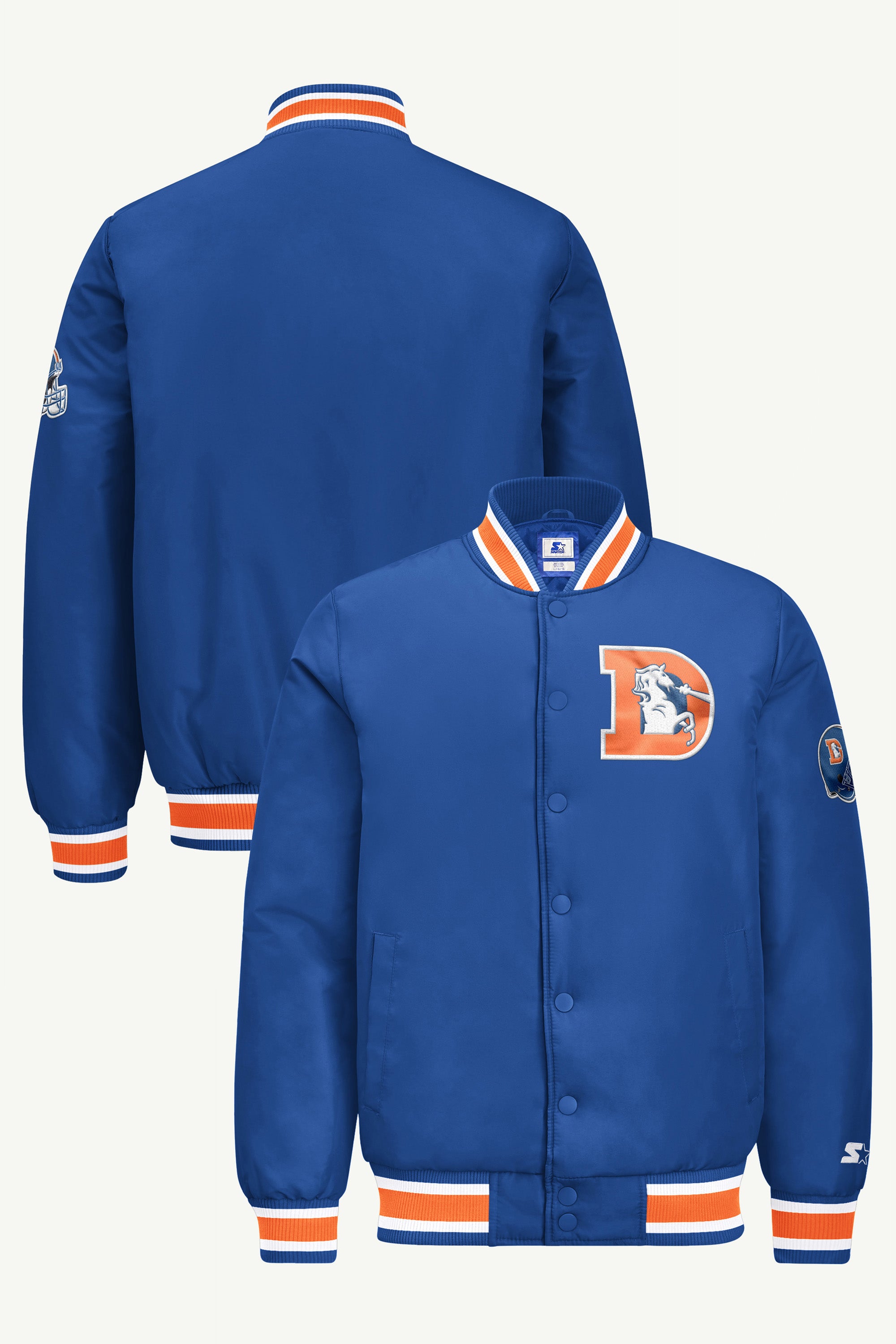 MENS DENVER BRONCOS RETRO GAME DAY SATIN VARSITY JACKET View 1 MENS DENVER BRONCOS RETRO GAME DAY SATIN VARSITY JACKET View 1