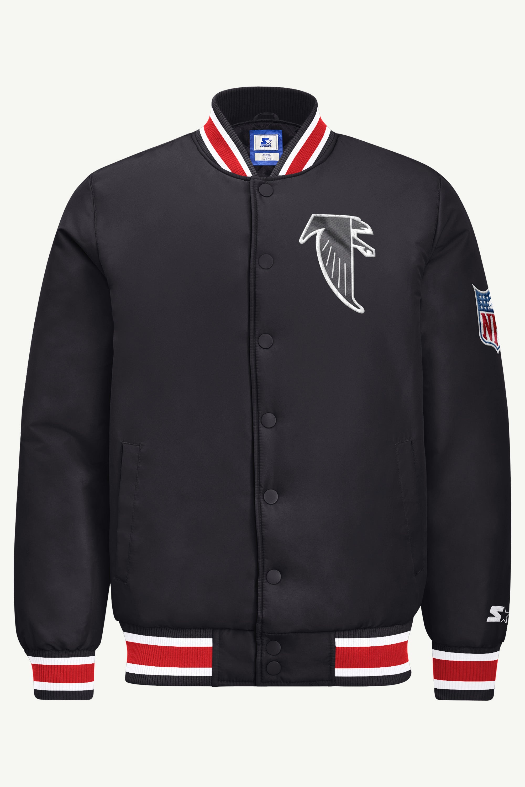 MENS ATLANTA FALCONS RETRO GAME DAY SATIN VARSITY JACKET View 2 MENS ATLANTA FALCONS RETRO GAME DAY SATIN VARSITY JACKET View 2